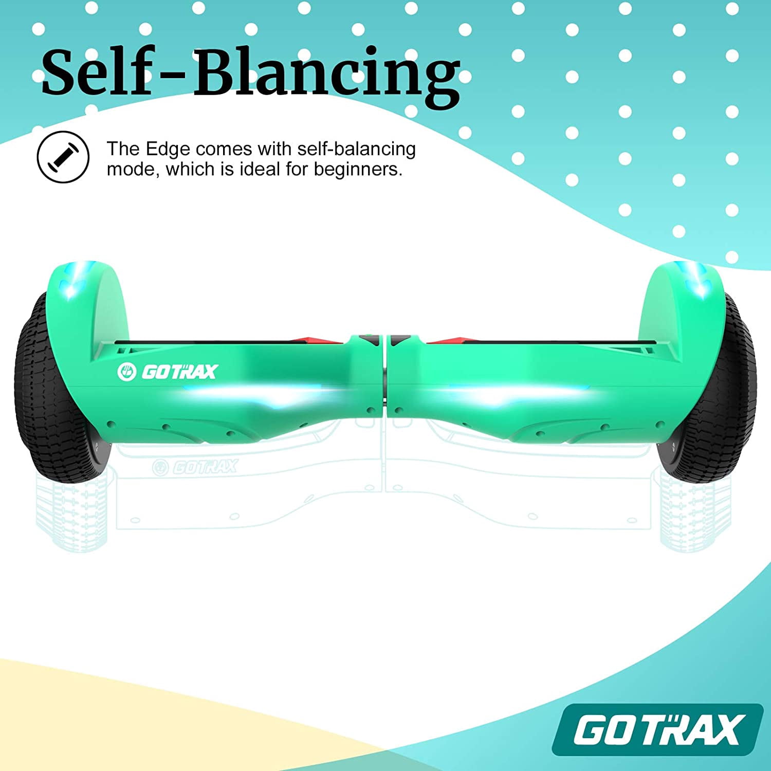 GOTRAX NOVA Hoverboard for Kids Ages 6+, 200W 6.5" LED Wheels&6.25mph HoverBoard for Kids, Teal - Image 3