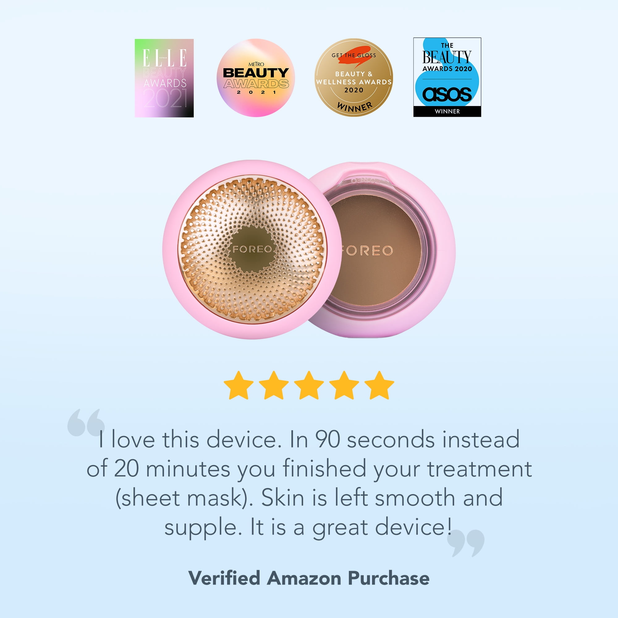 FOREO UFO 2 Supercharged 2-minute Full Facial Skincare Device for all skin types - Pearl Pink - Image 2