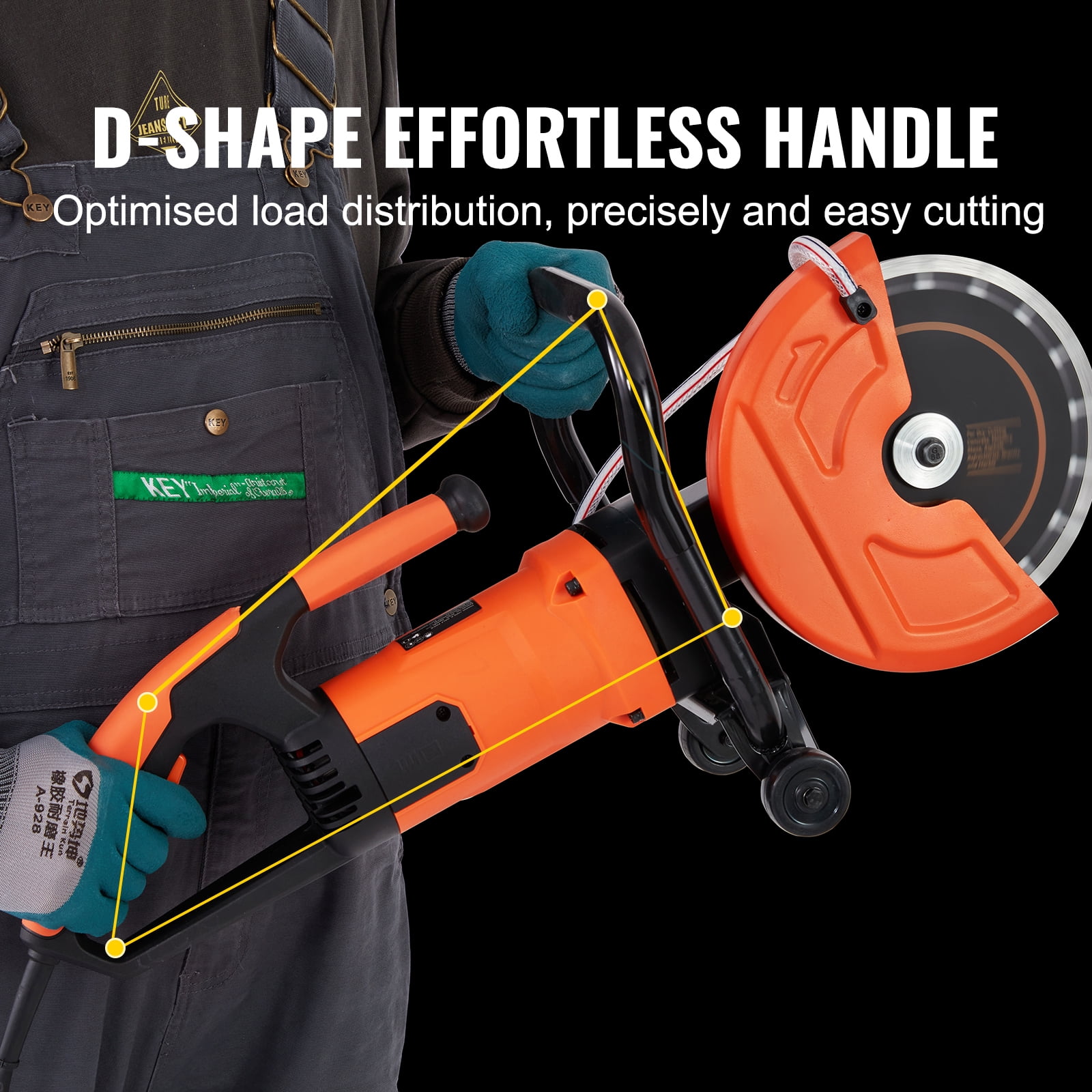 KFFKFF Electric Concrete Saw, 9-inch, 1800W Motor with 3.5-inch Cutting Depth, Wet/Dry Circular Saw with Water Line, Pump, and Blade for Cutting Stone and Brick - Image 9