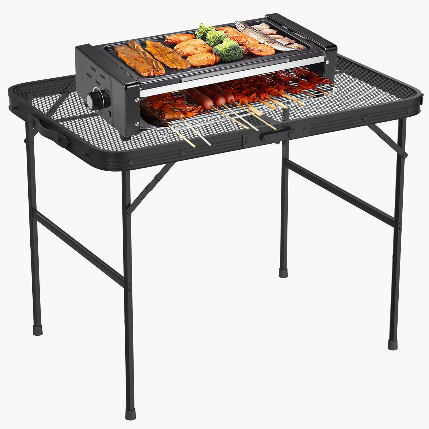 Moclever Portable Grill Table, Folding Camping Table Adjustable Height for Outdoor, 35x23x26in - Image 15