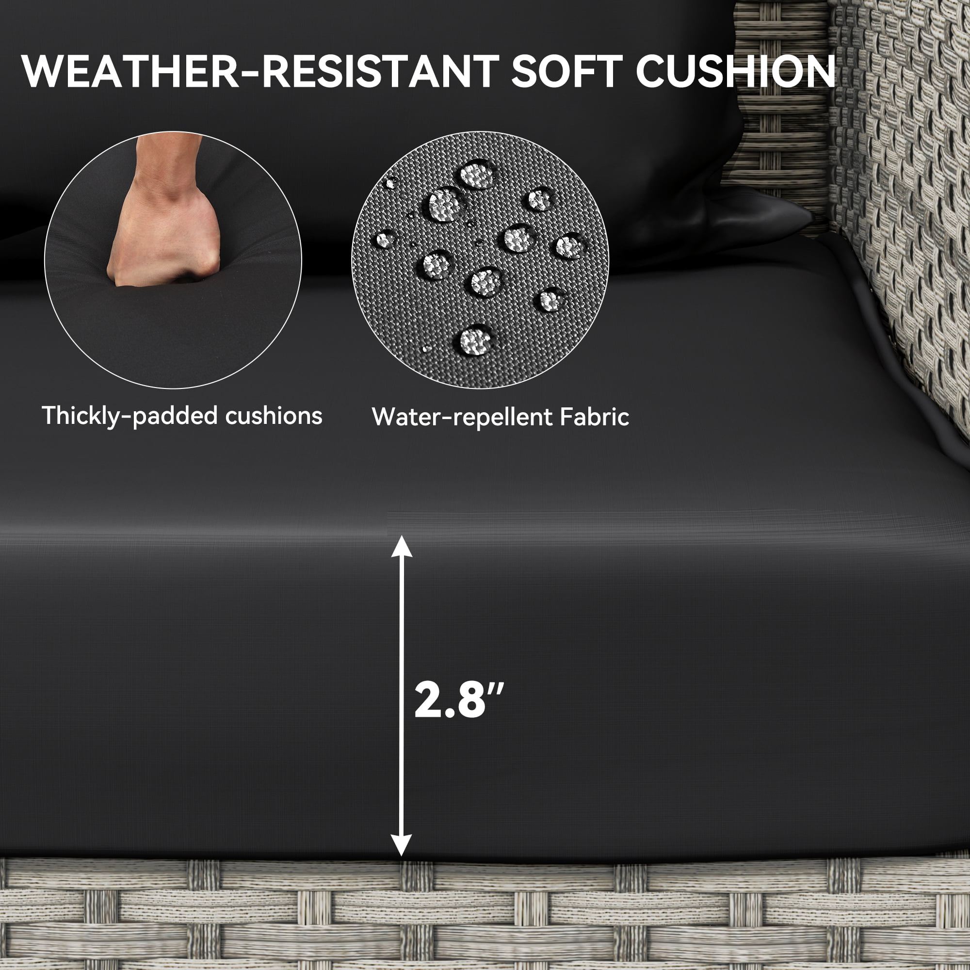 DEXTRUS 3-Seat Outdoor Patio Swing Chair Bench Removable Cushion for Garden Pool, Beige Grey - Image 4