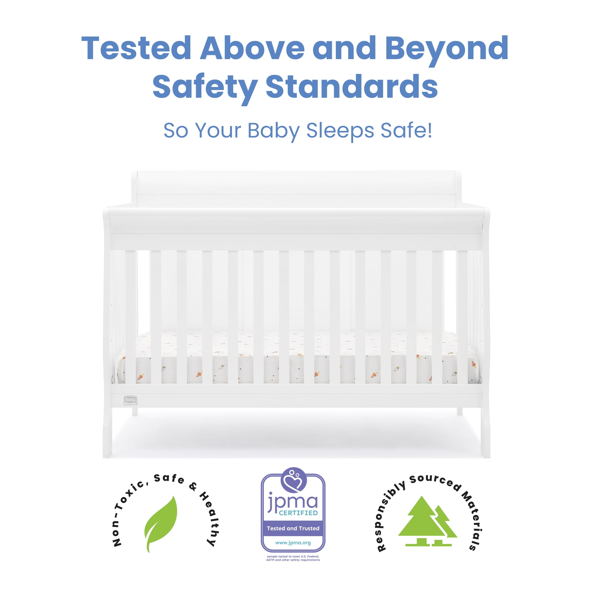 Simmons Kids Carter 6-in-1 Convertible Crib - Greenguard Gold Certified, Bianca White - Image 10