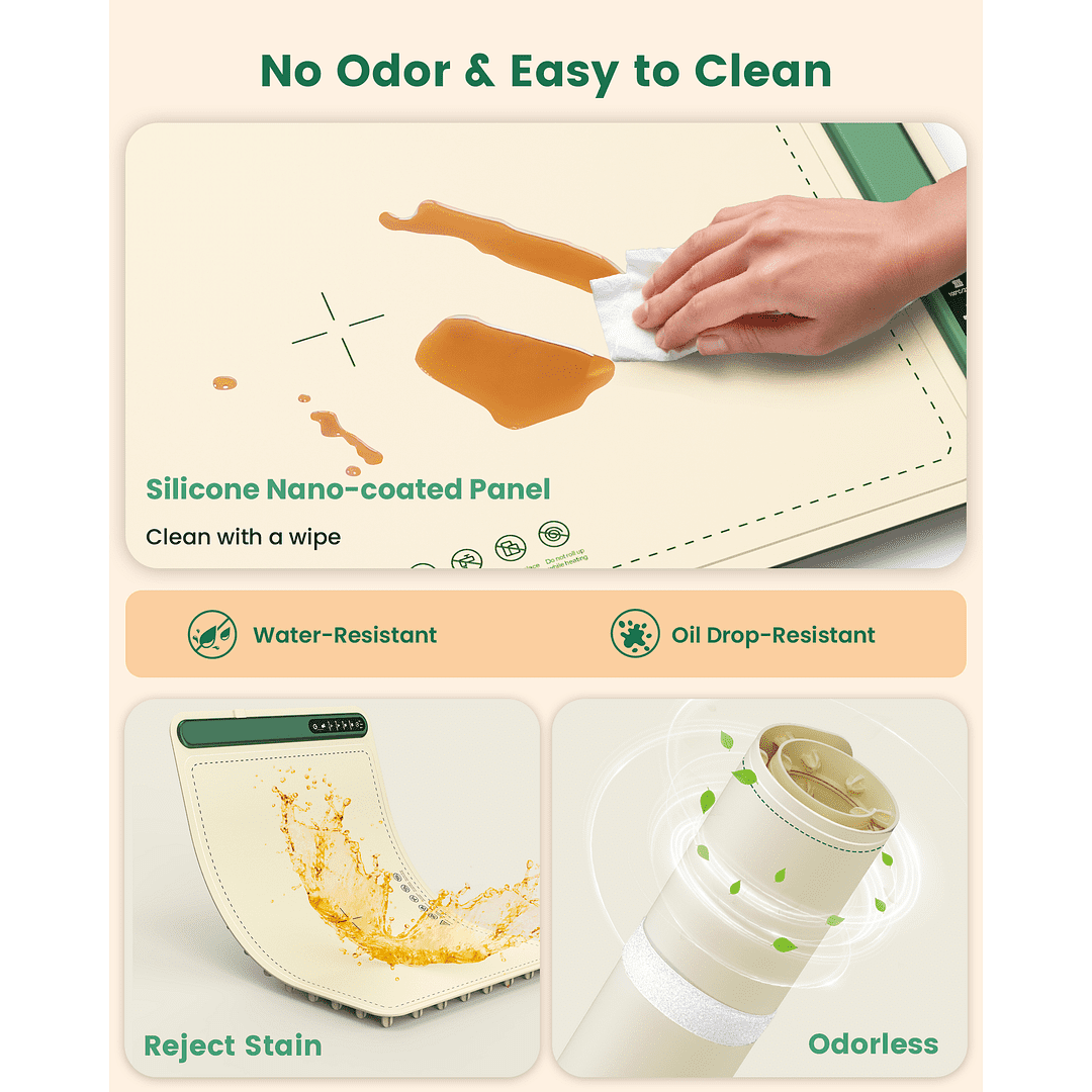 ATUPEN Food Warming Mat, 4 Temperature Setting Food Warmers for Parties Home Dinner Buffet Travel Family Gatherings-Beige - Image 2