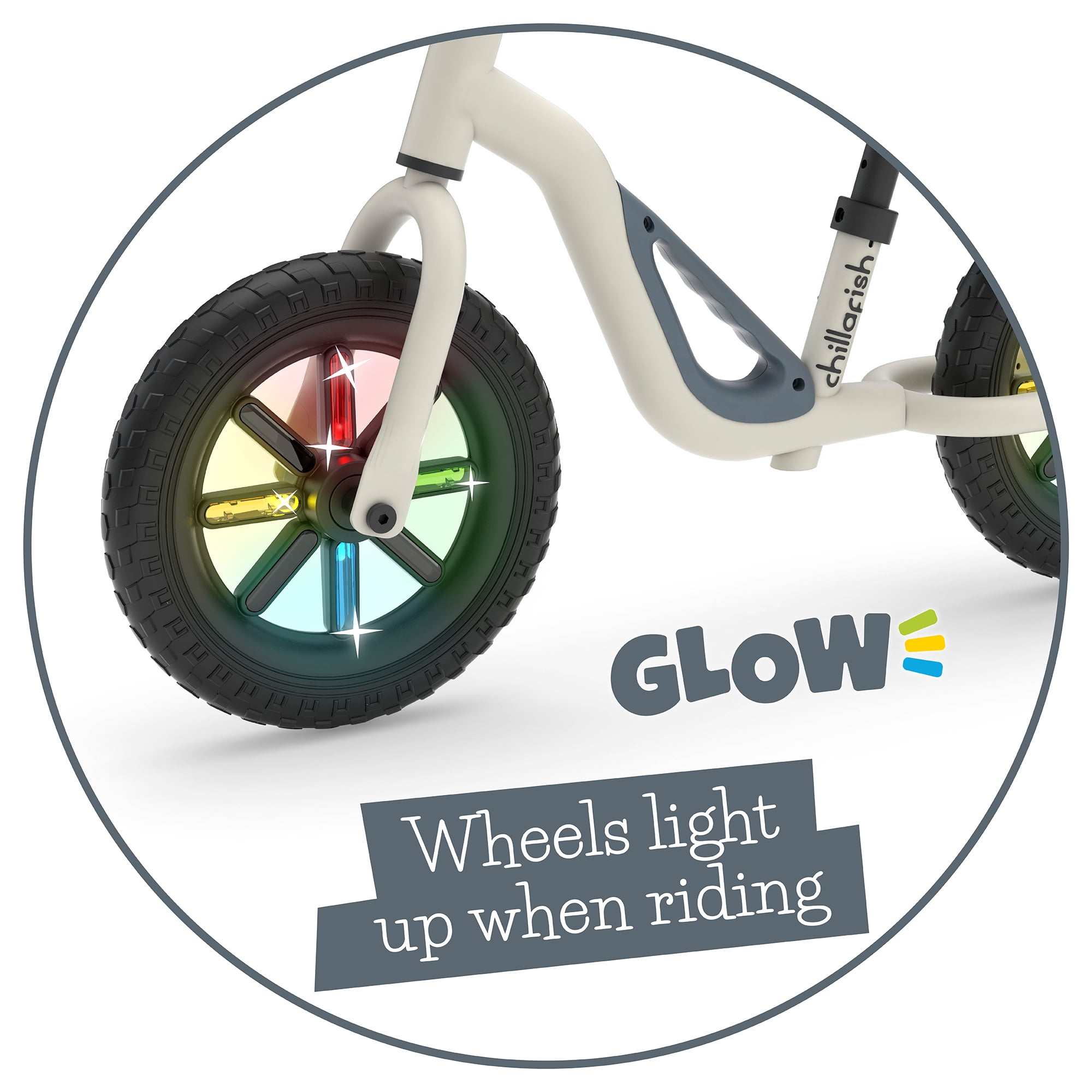 Charlie Glow Lightweight Balance Bike with Carry Handle and Light-up Wheels, Adjustable Seat and Handlebar, and Puncture-Proof 10-inch Tires, Beige - Image 8