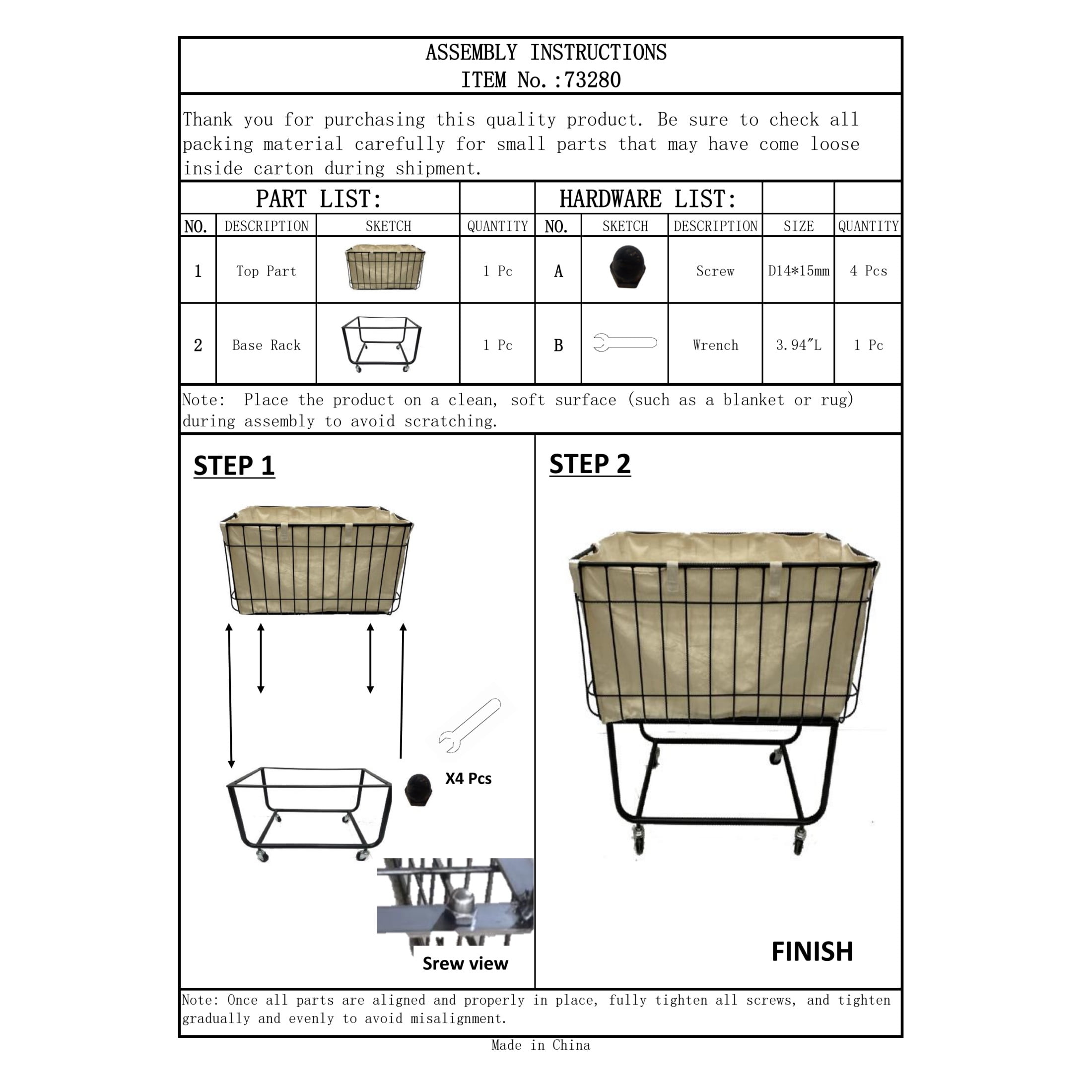 DecMode Black Metal Deep Set Wire Basket Storage Cart with Wheels and Fabric Lining - Image 11