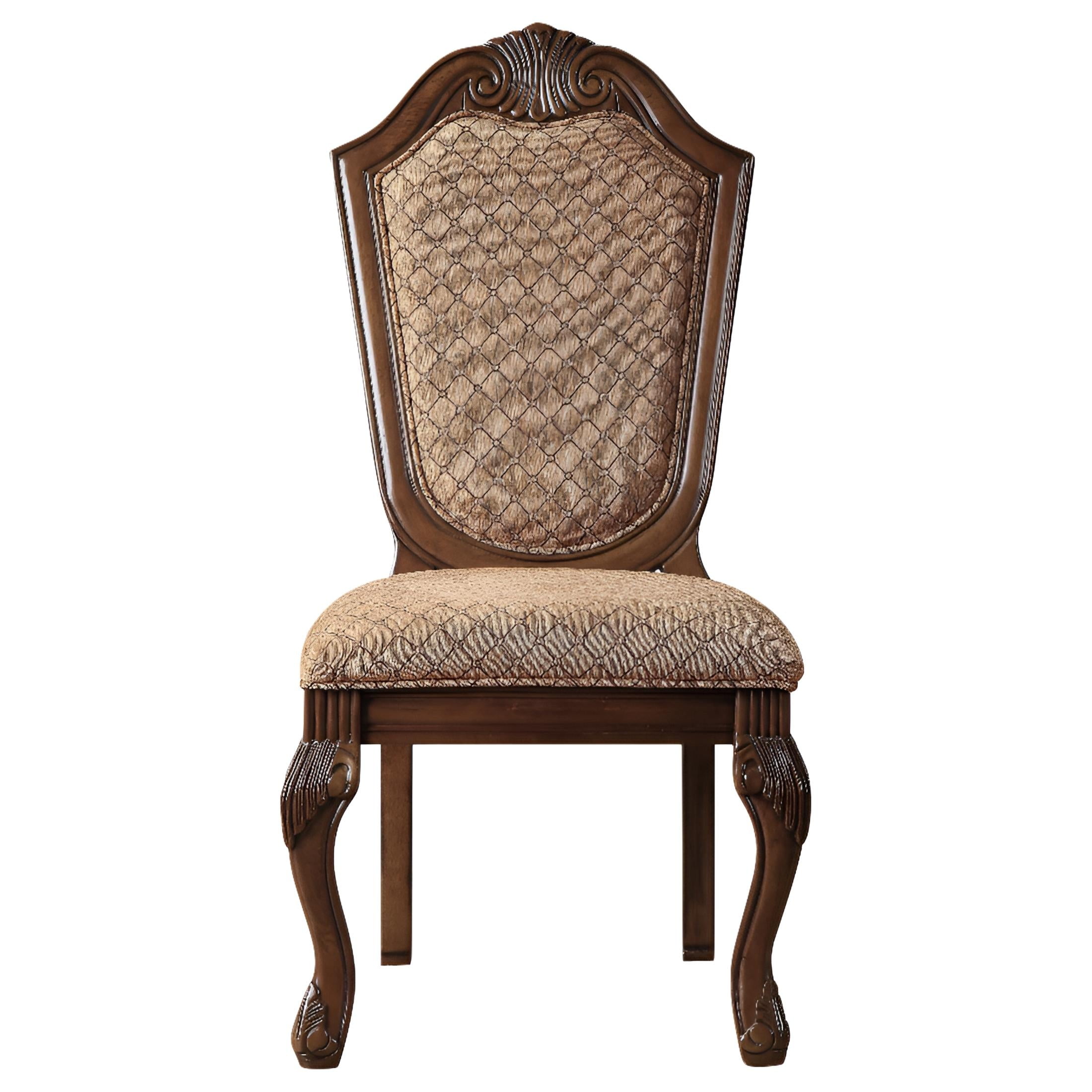ACME Chateau De Ville Side Chair (Set-2) - Fabric & Cherry - Image 4