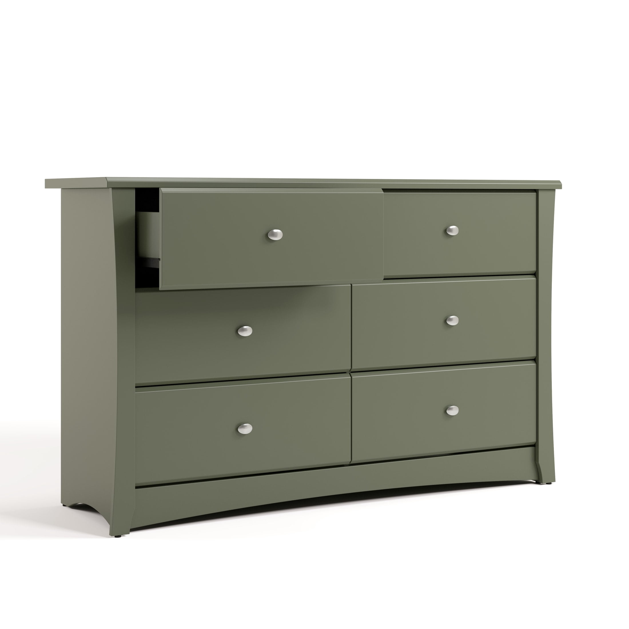 Storkcraft Crescent 6 Drawer Nursery Dresser, Olive - Image 9
