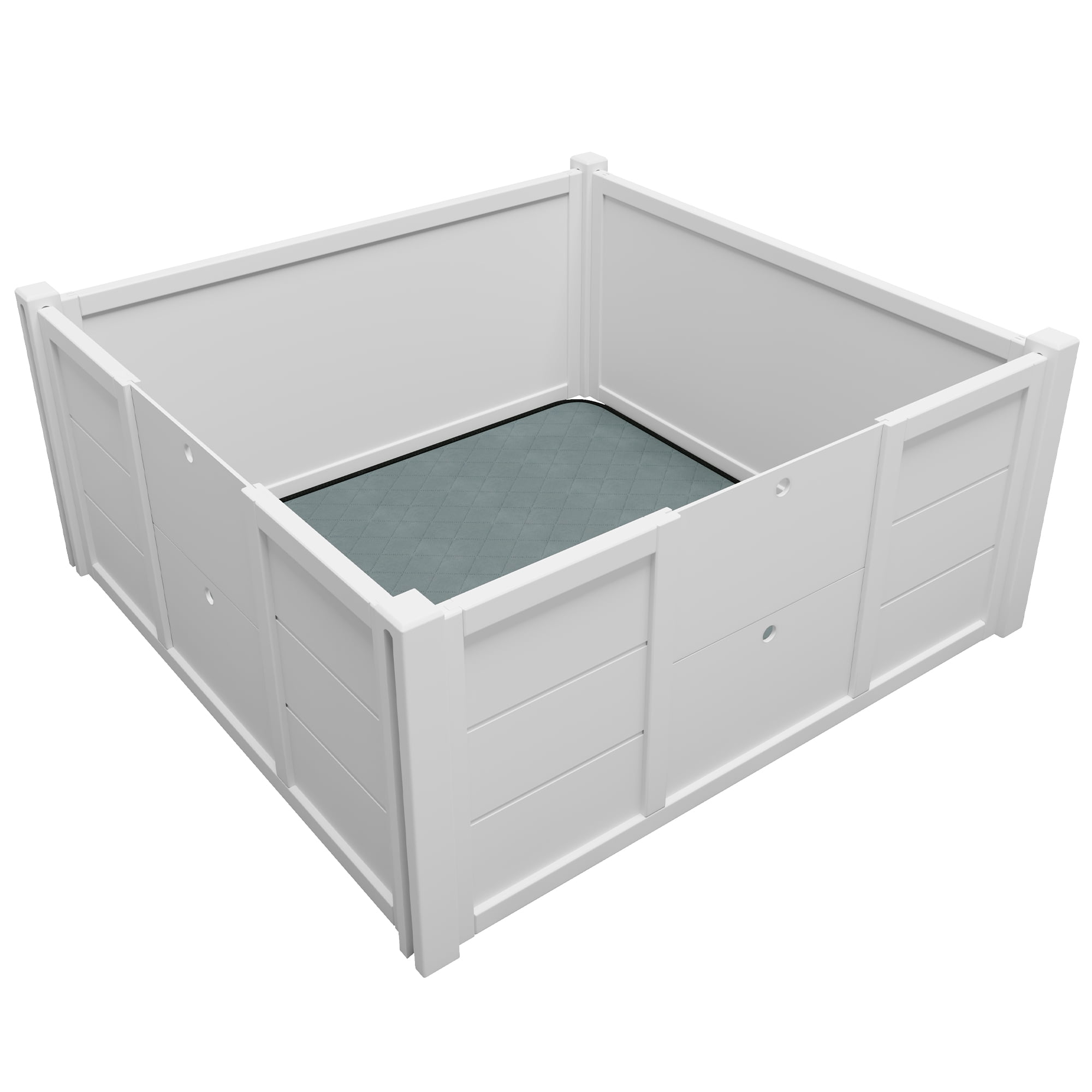 Dextrus Whelping Box for Dogs,Indoor Wooden Dog Pen with Washable Pee Pads, Removable Doors for Large, Medium and Small Breed Dogs Puppies,39.4"L x 39.4"W x 17.7"H,White - Image 5