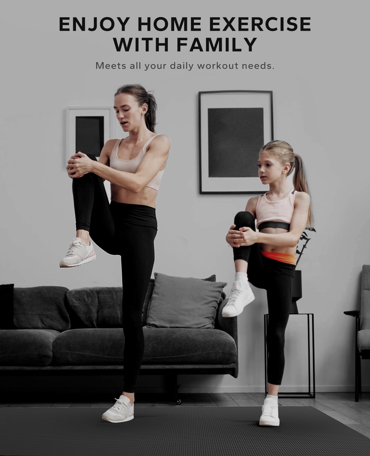 Extra Wide Exercise Mat – 6'x4' to 9'x6' – Thick, Non-Slip Fitness Mat – Choose from Black, Gray, or Blue - Image 3