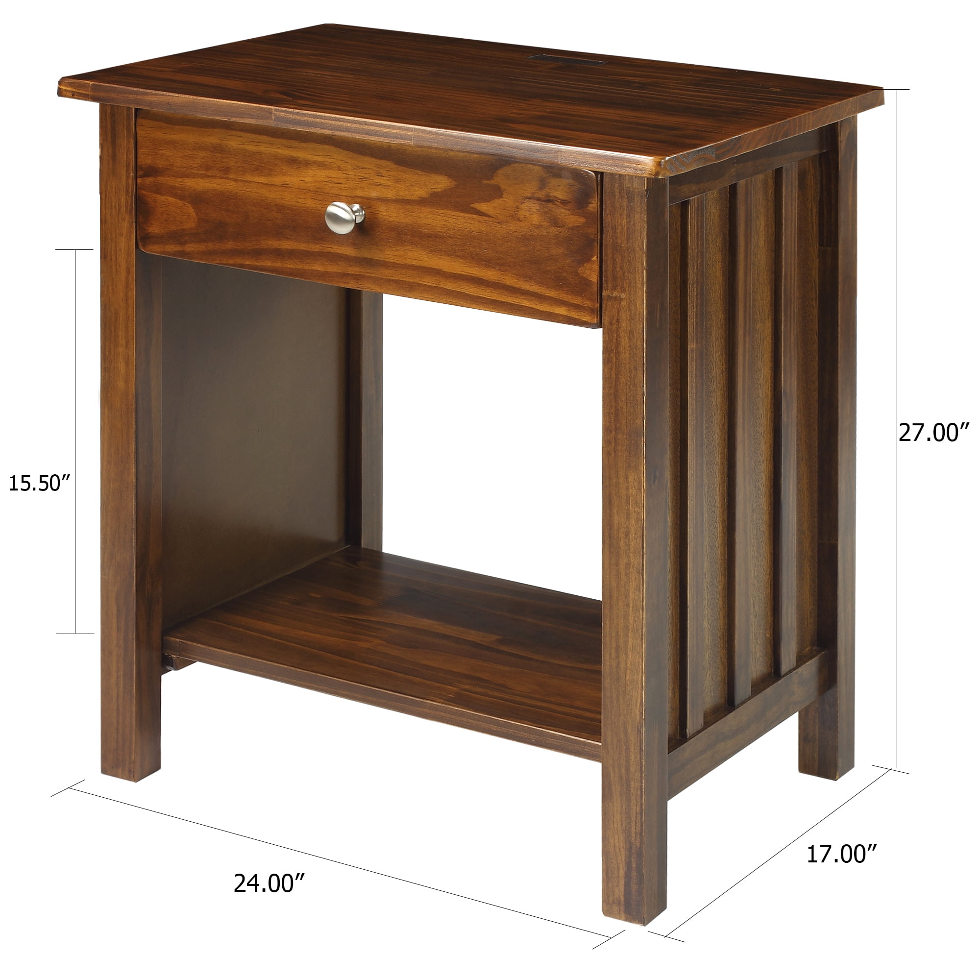 Casual Home Vanderbilt Nightstand with USB Port, Warm Brown - Image 2