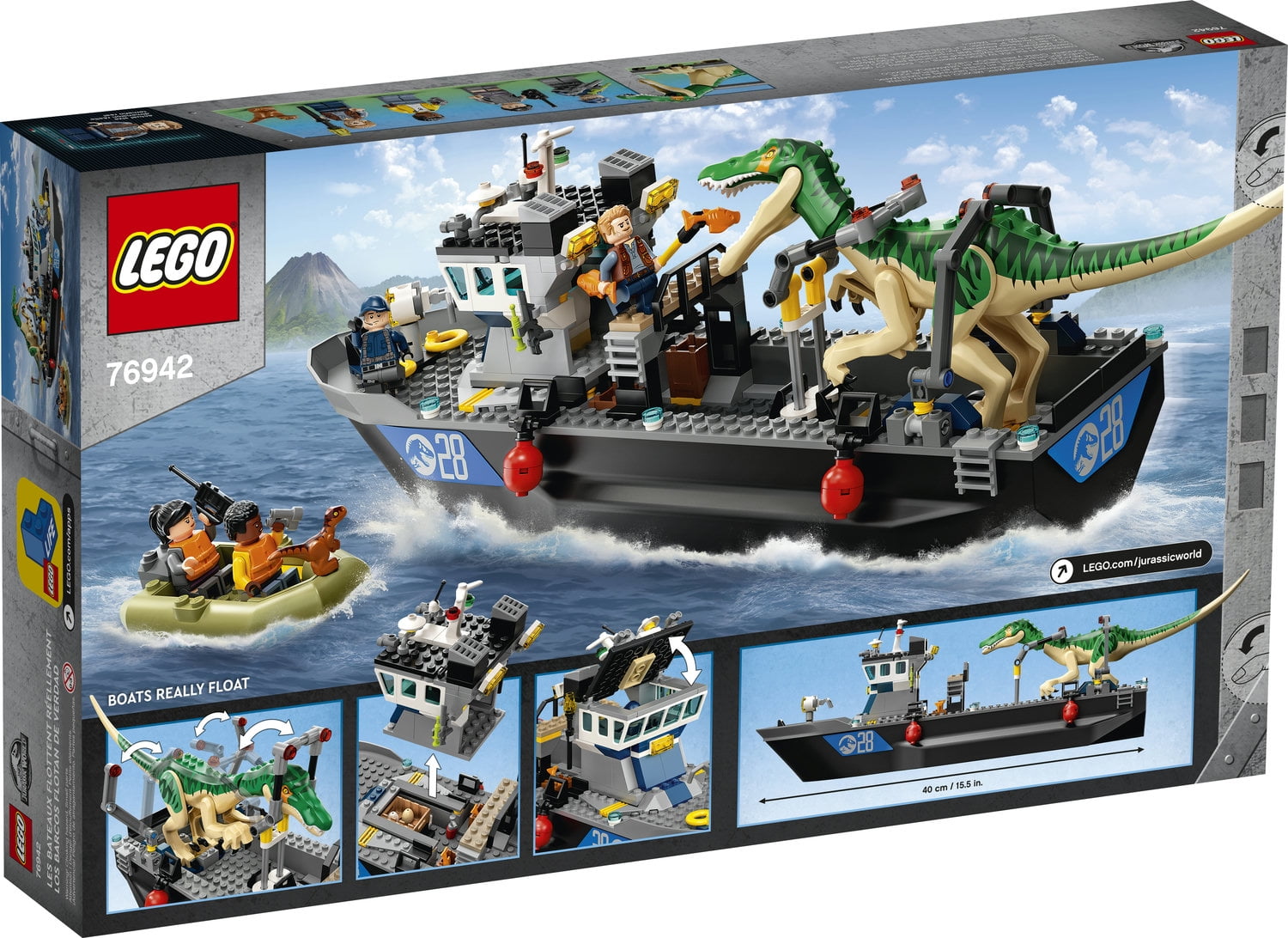 LEGO Jurassic World Baryonyx Dinosaur Boat Escape 76942 Building Toy Playset (308 Pieces) - Image 3