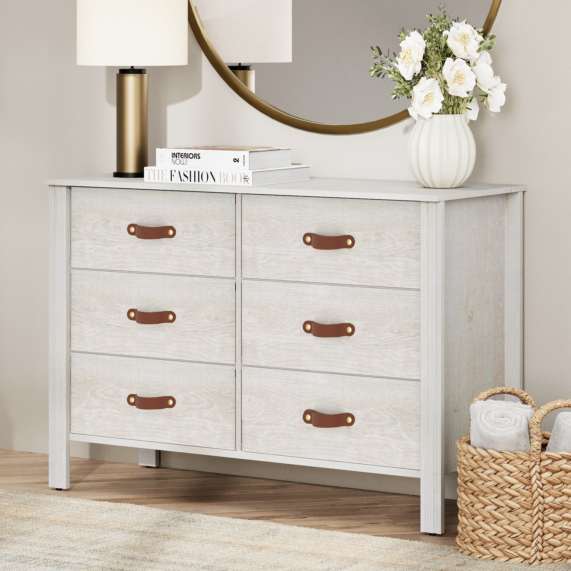 FITUEYES Classic White 6 Drawer Dresser, Wooden Storage Chest for Bedroom and Living Room - Image 3