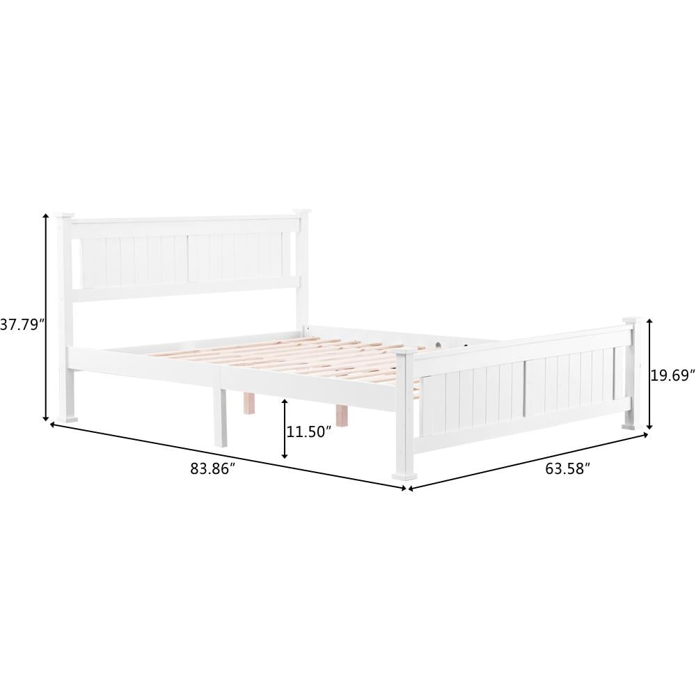 UBesGoo Queen Wood Platform Bed with Hardwood Slats & Headboard, White - Image 12