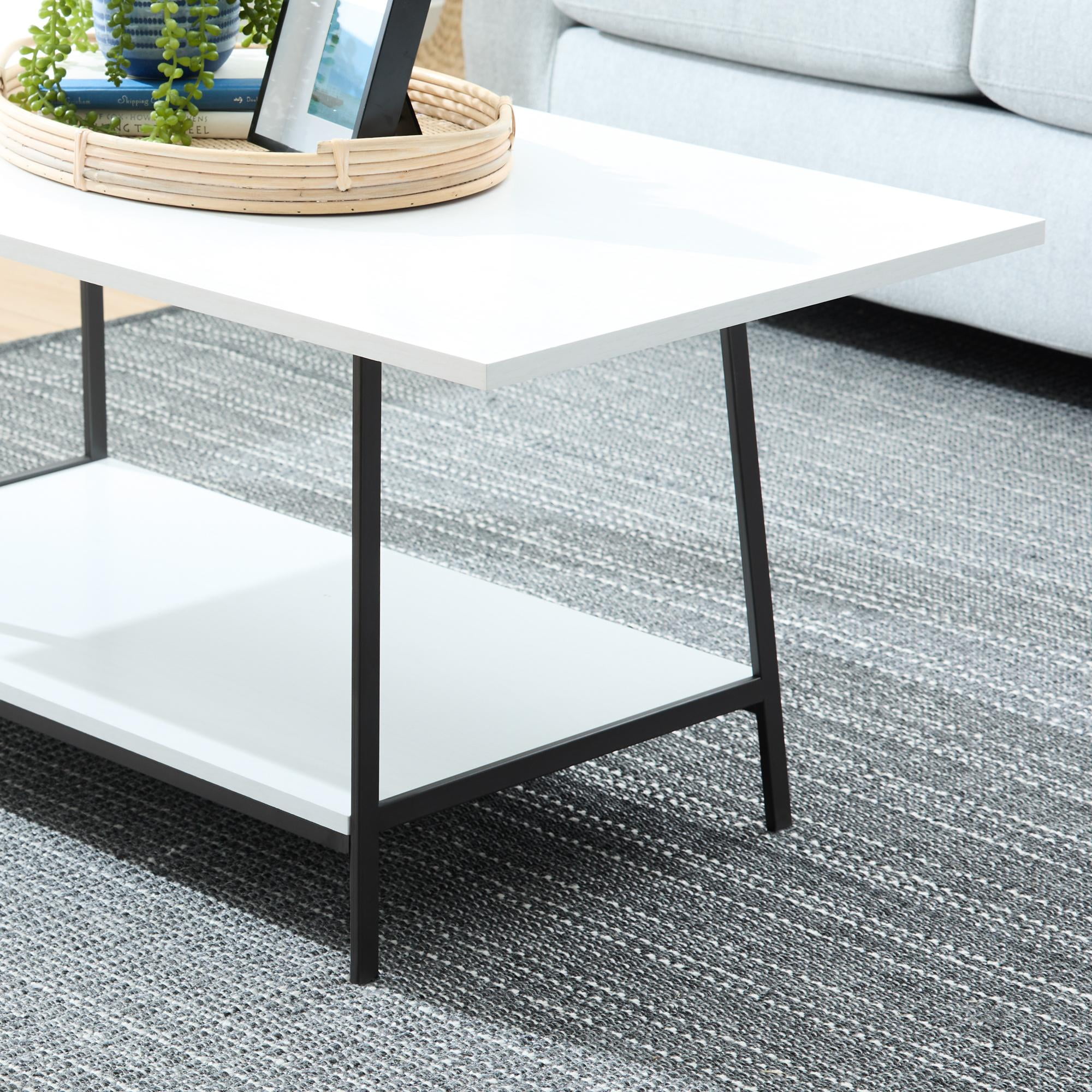 Gap Home Wood and Metal Rectangle Coffee Table, Whitewash Oak - Image 6