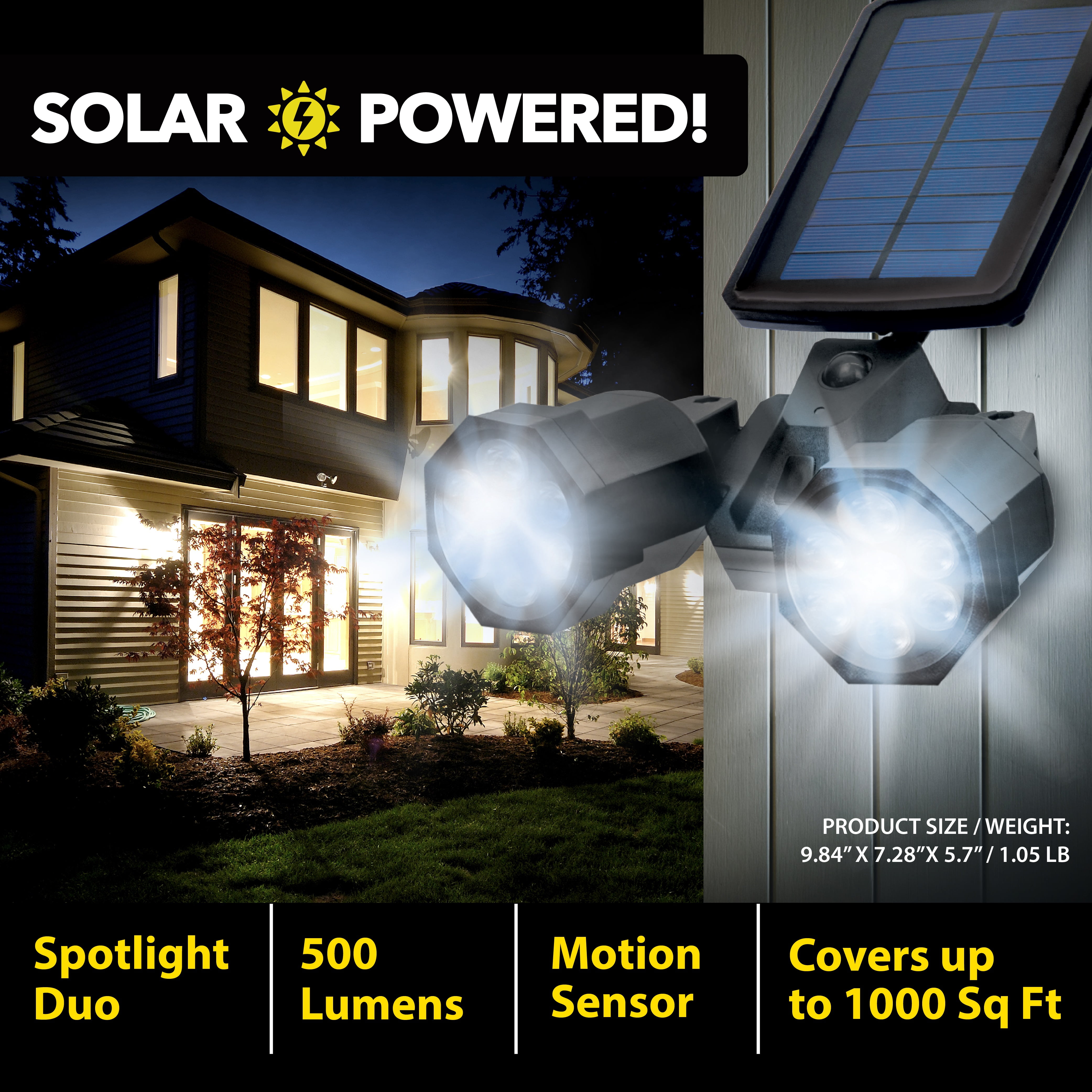 (3 pack) Bell + Howell Bionic Spotlight Duo Solar Power Outdoor Motion Sensor 500 Lumen LED Security Light - Image 5
