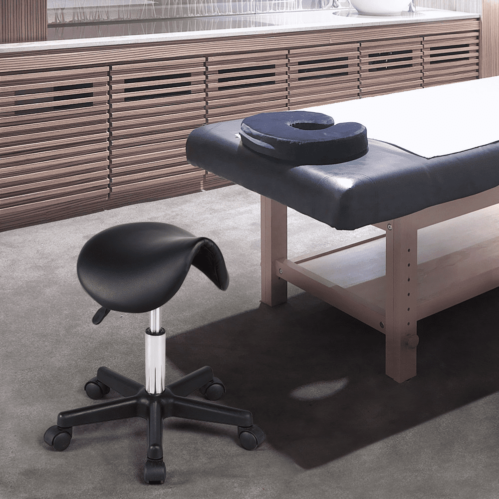 Alden Design Adjustable Rolling Saddle Stool for Massage Tattoo Dental, Black - Image 2