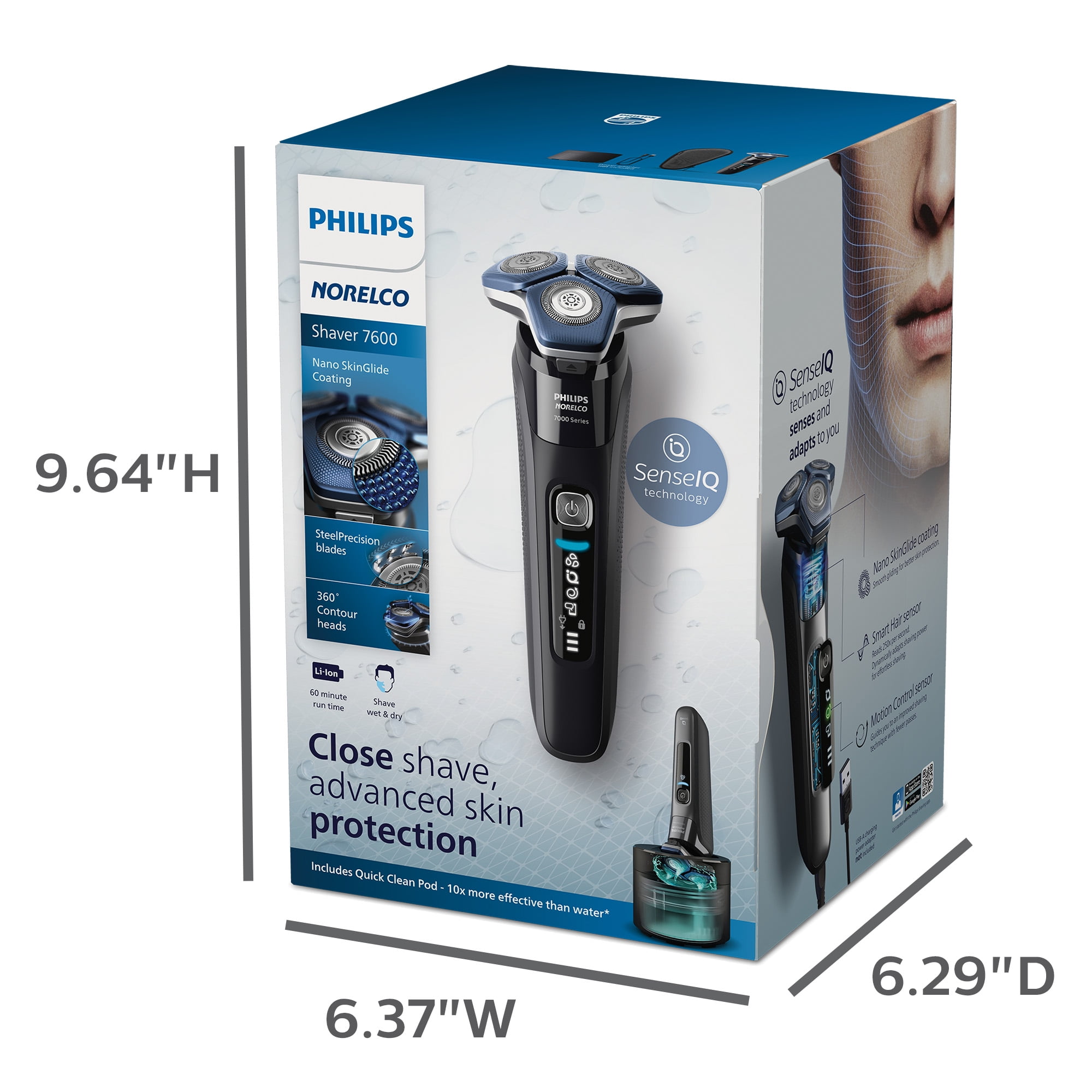 Philips Norelco Shaver 7600, Rechargeable Wet & Dry Electric with Pop-Up Trimmer, S7886/84 - Image 3