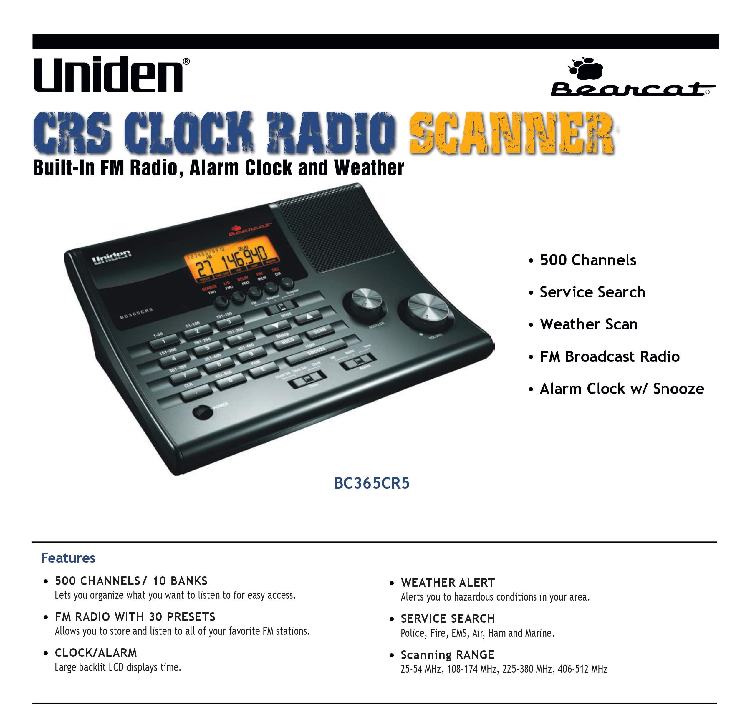 Uniden BC365CRS Clock/Radio Scanner with Weather Alert with Large Backlit LCD Display - Image 2