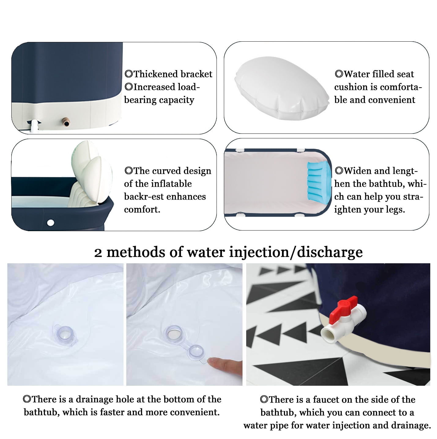 CAPRI MARATEA TR0072_IN, Blue+Beige Portable Ice/Hot Bathtub with Thermal Foam - Image 6