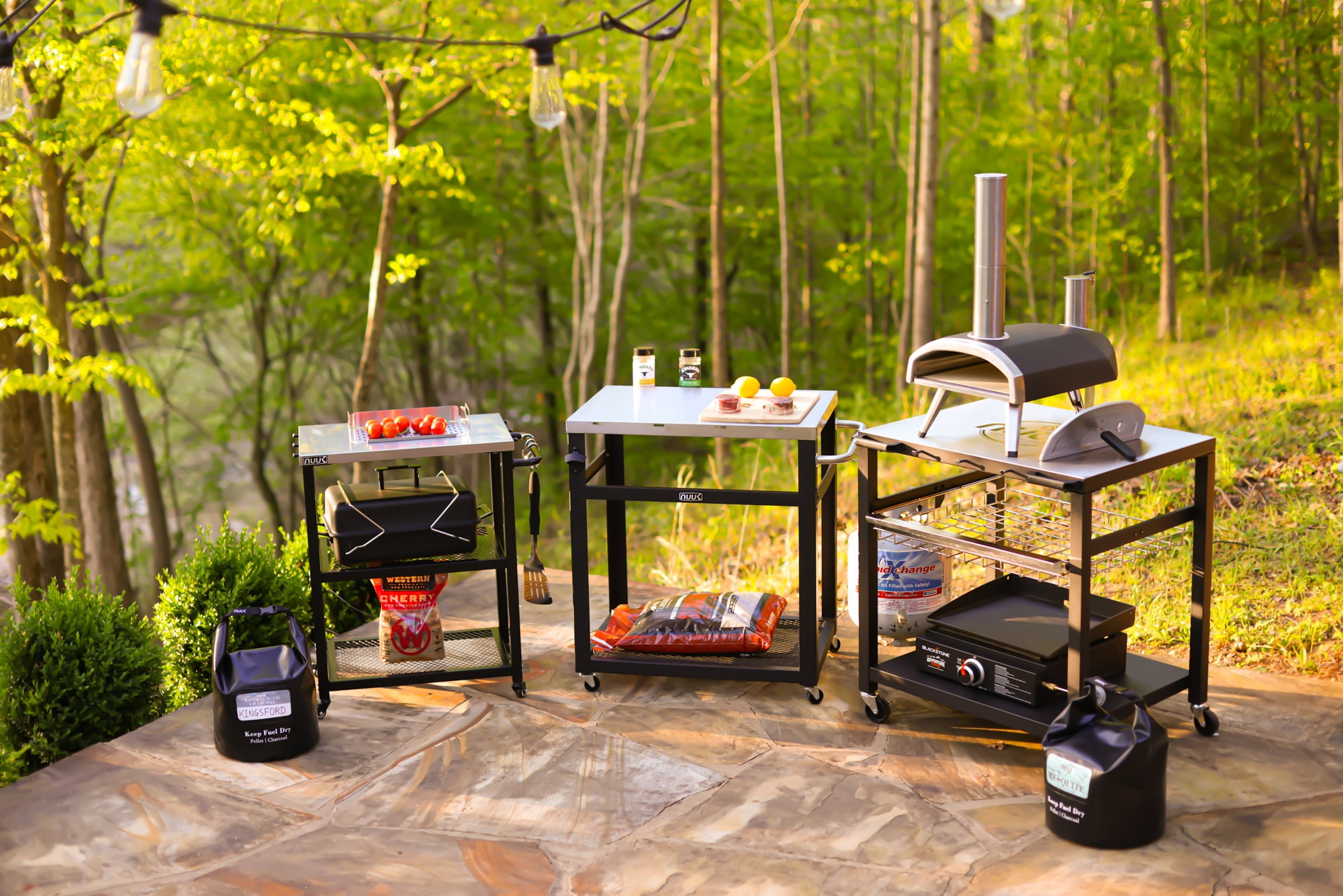 NUUK Stainless Steel Outdoor Kitchen Serving Grill Cart with Storage, BBQ Prep Station Table, Wheeled - Image 4