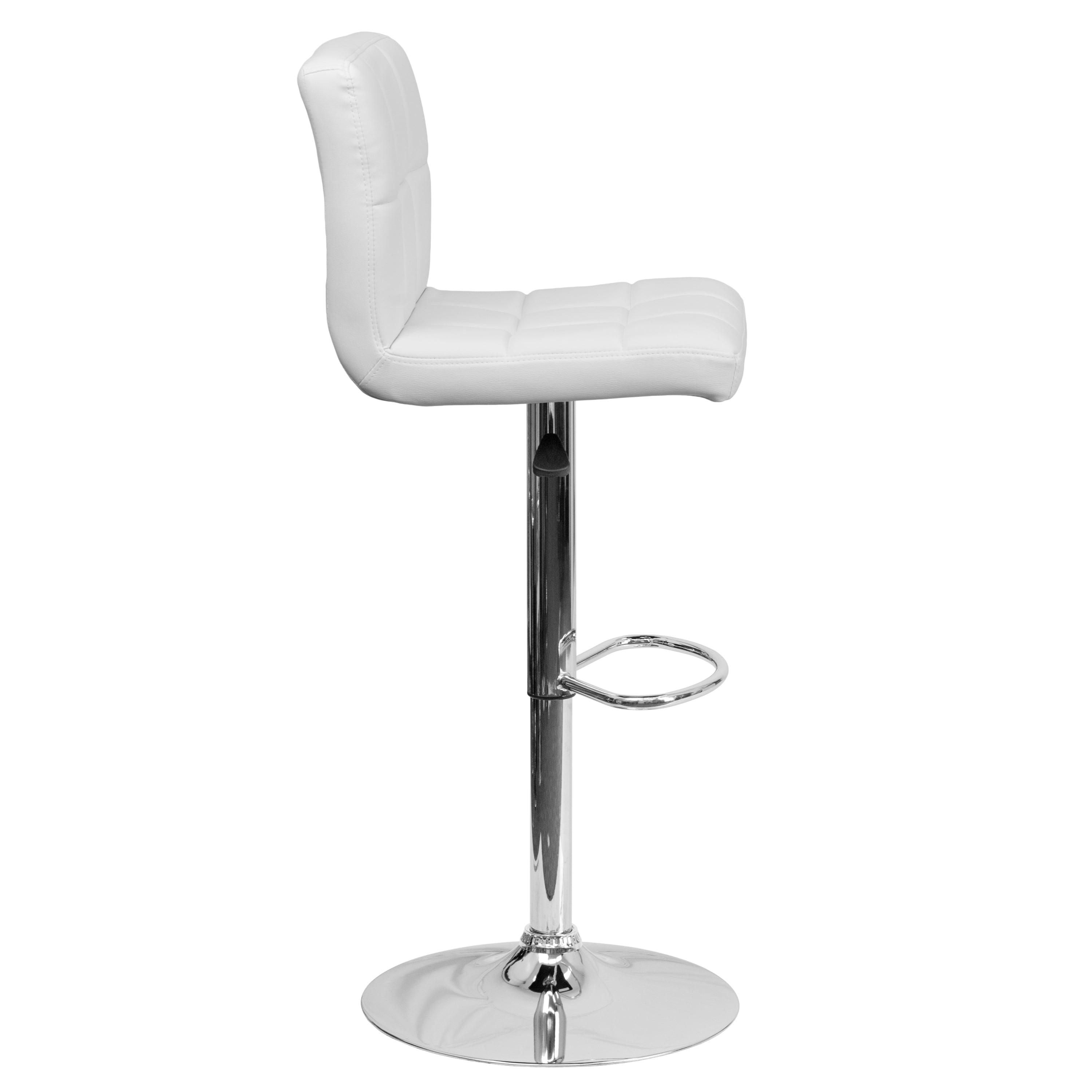 Flash Furniture Kathleen Contemporary White Quilted Vinyl Adjustable Height Barstool with Chrome Base - Image 3