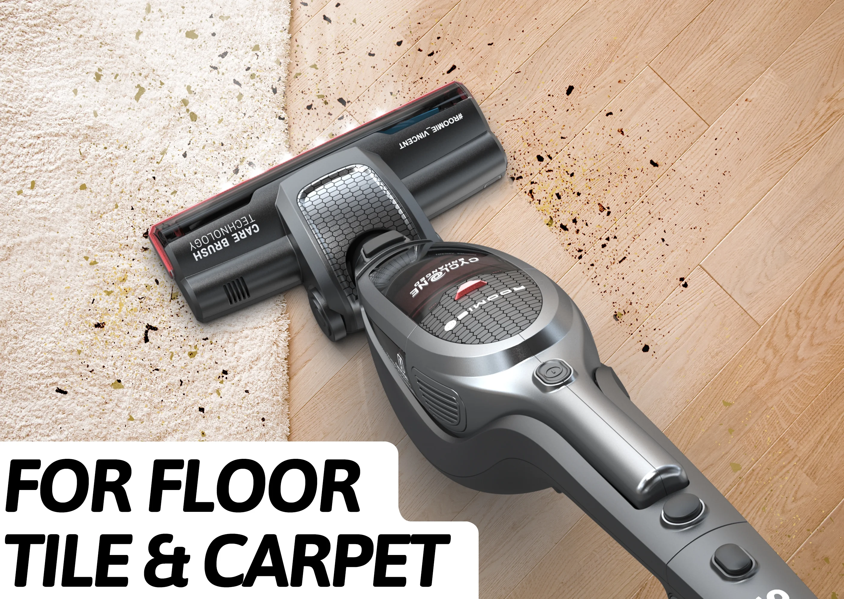 ROOMIE TEC Cordless Vacuum Cleaner, 2 in 1 Handheld, High-Power 2200mAh Li-ion Rechargeable Battery, with Corner Lighting and Upright Charging Base - Image 6