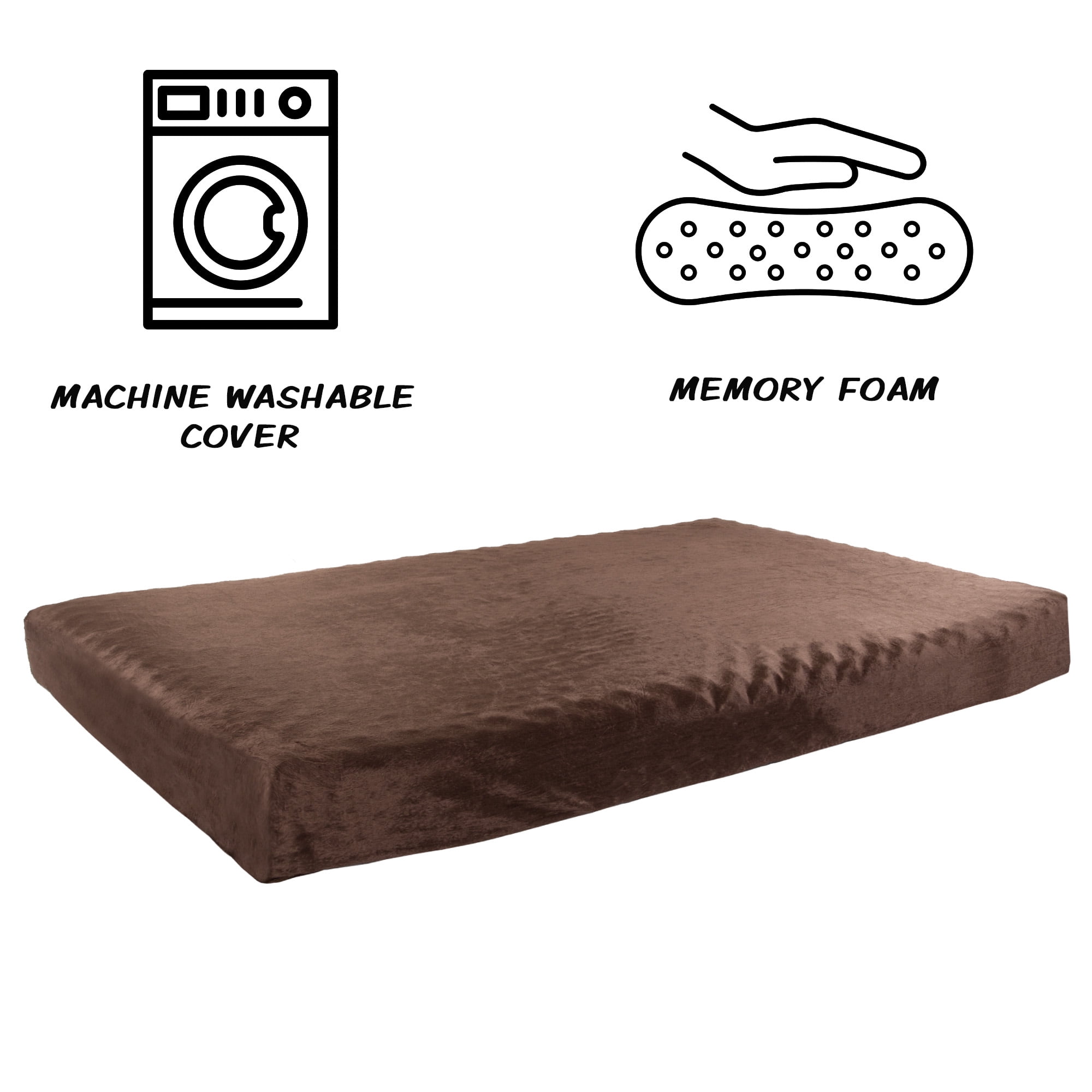 PETMAKER 37x27-Inch Memory Foam Dog Bed with Washable Cover (Brown) - Image 4