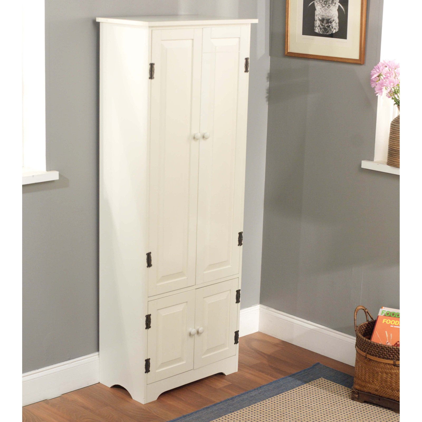 Simple Living Aston Modern Farmhouse Extra-Tall Cabinet Antique White - Image 3