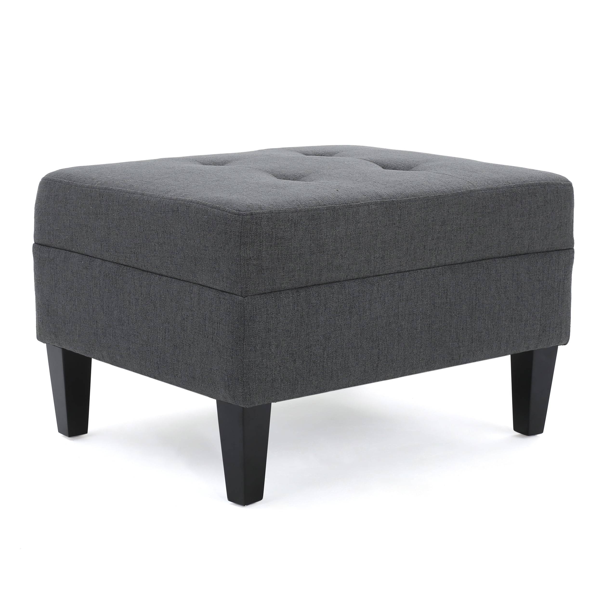 Noble House Sofija Fabric Tufted Ottoman, Dark Grey - Image 5