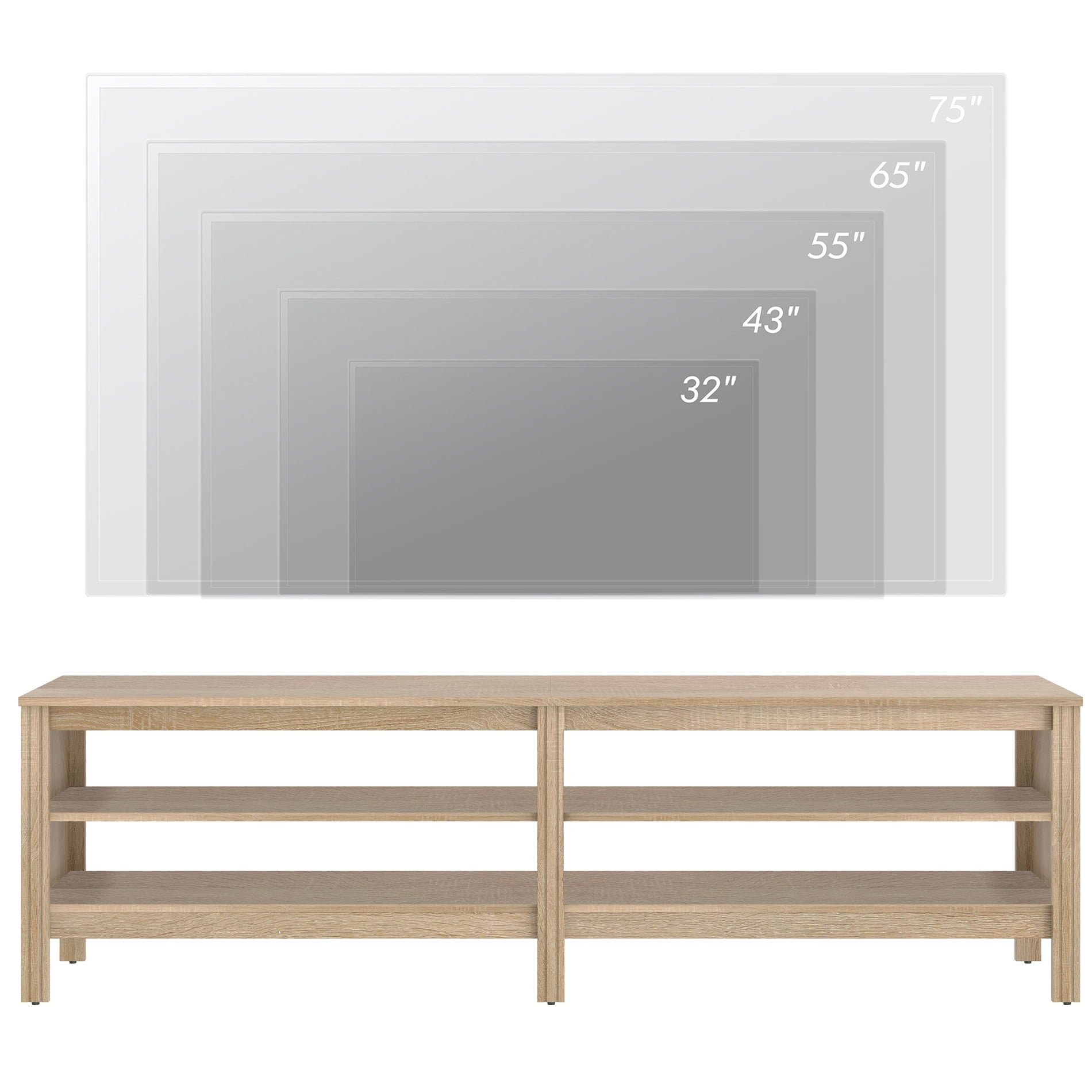 TV Stand for 75 Inch TV Stands, Media Console Entertainment Center Television Table with Open Shelves for Living Room, Oak 70 inch - Image 6