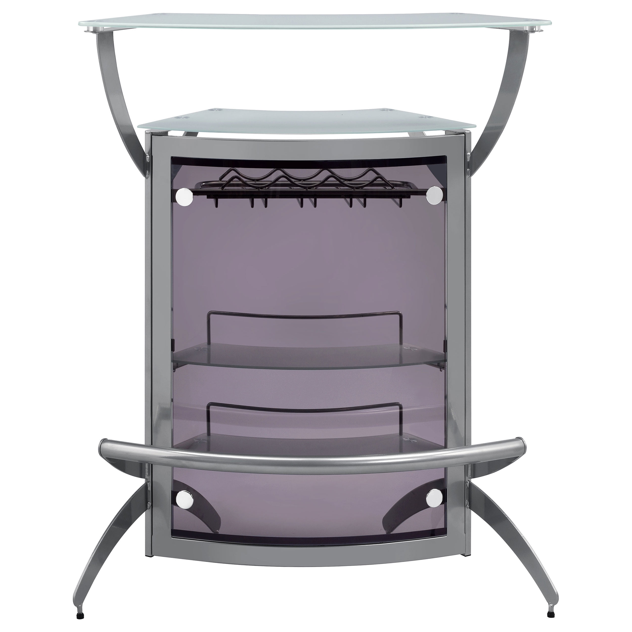 Dallas 2-shelf Curved Freestanding Home Bar Cabinet Silver - Image 8