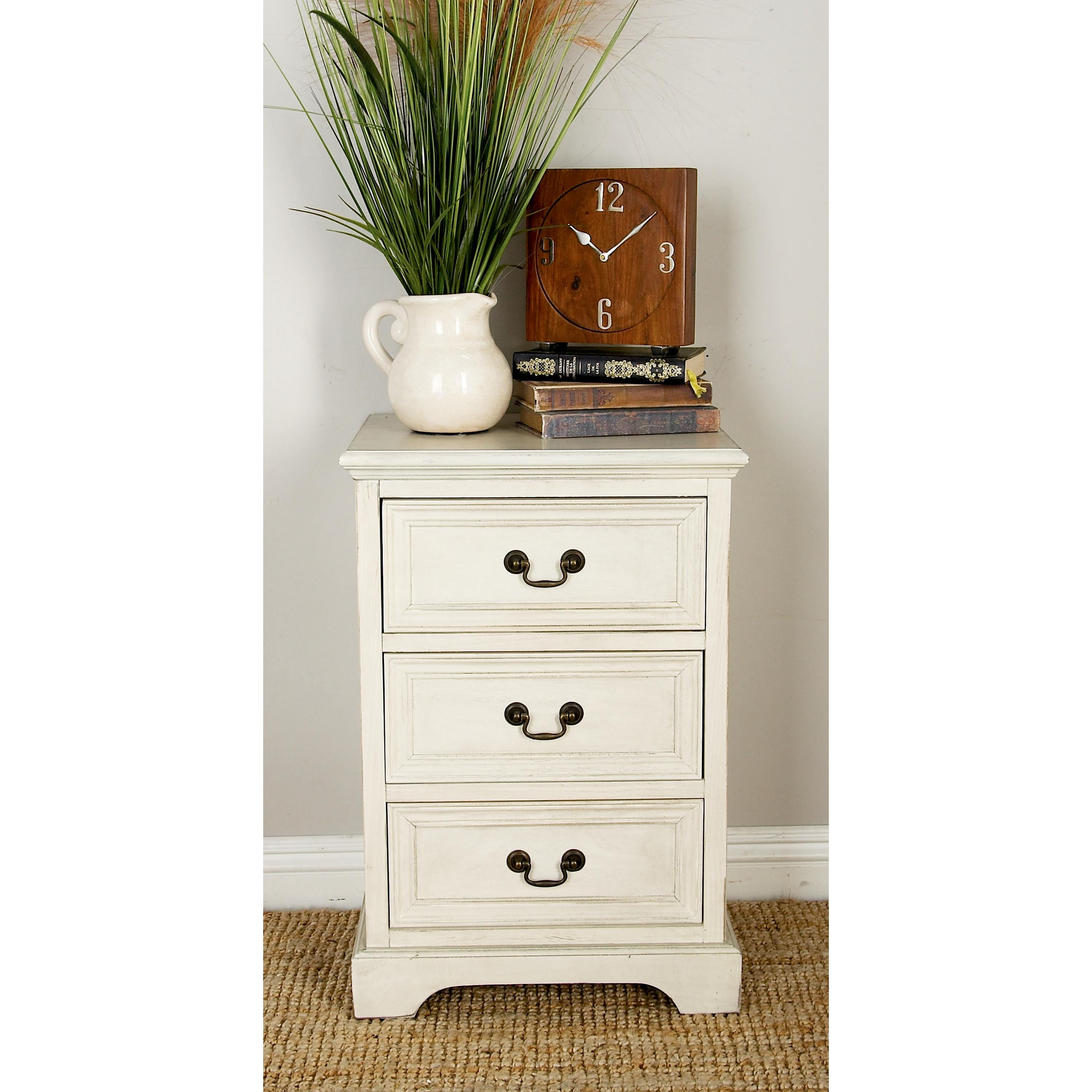 DecMode 17" x 25" Cream Wood 3 Drawer Cabinet, 1-Piece - Image 2