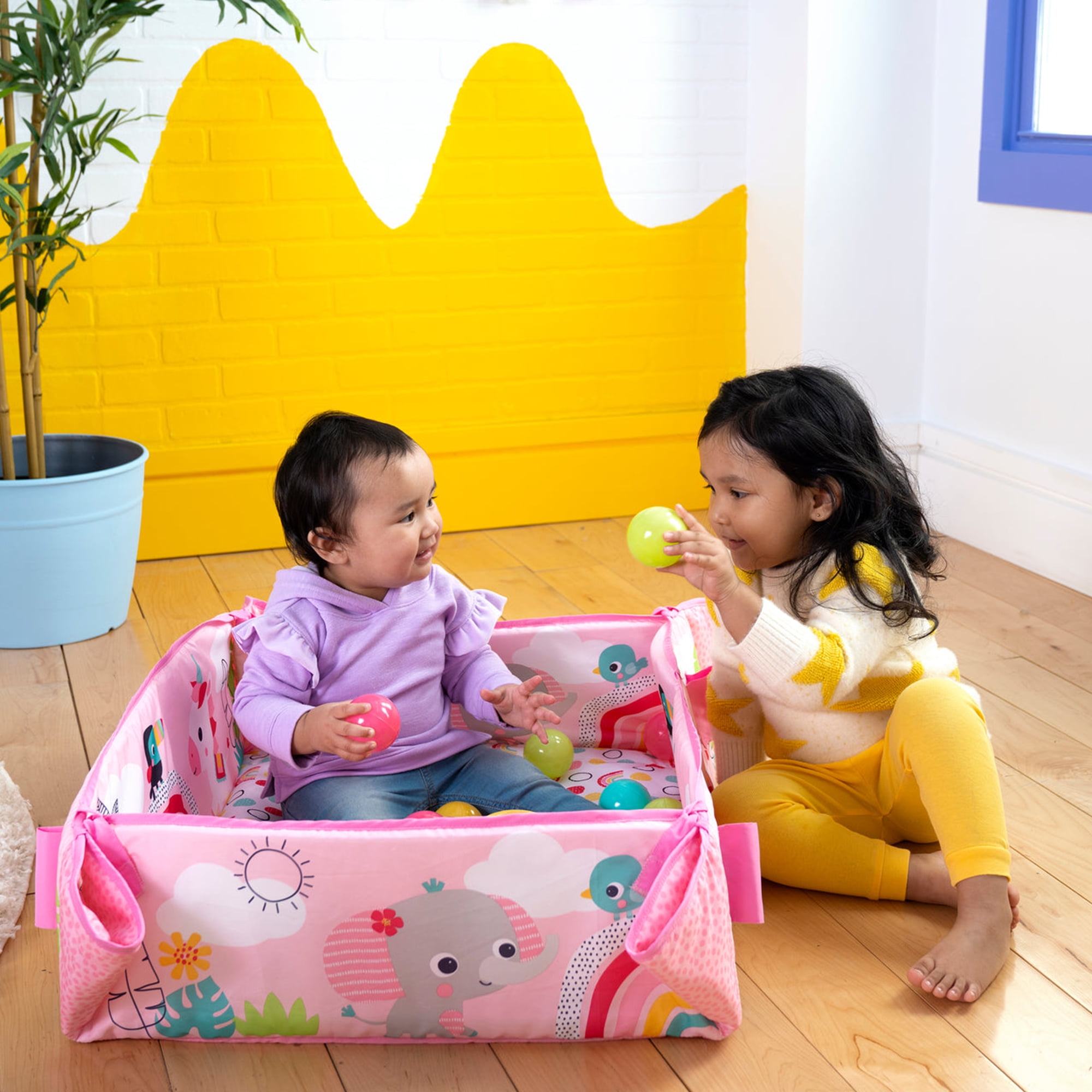 Bright Starts 5-in-1 Your Way Ball Play Baby Activity Play Gym & Ball Pit, includes 7 toys, Newborn to Toddler - Rainbow Tropics (Pink) - Image 10