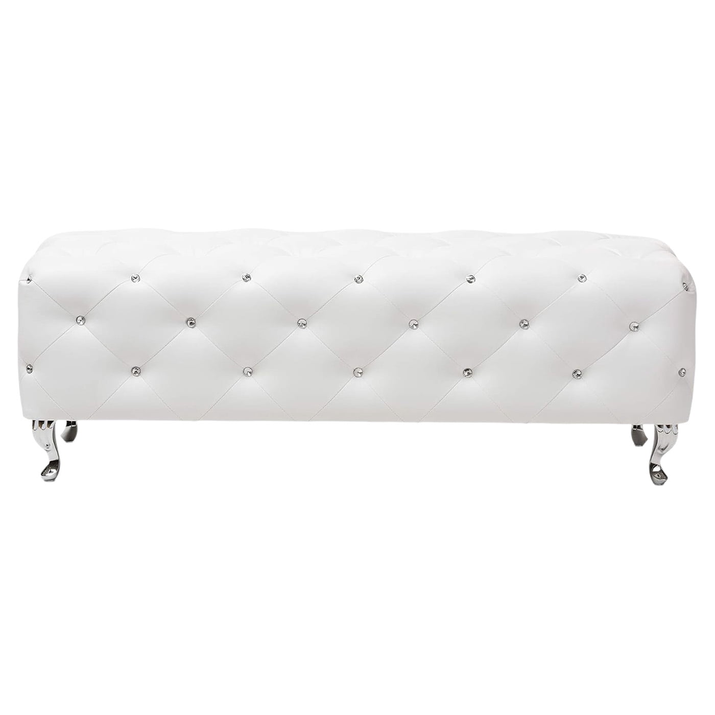 Baxton Studio Stella Crystal Tufted Leather Modern Bench, Multiple Colors - Image 4