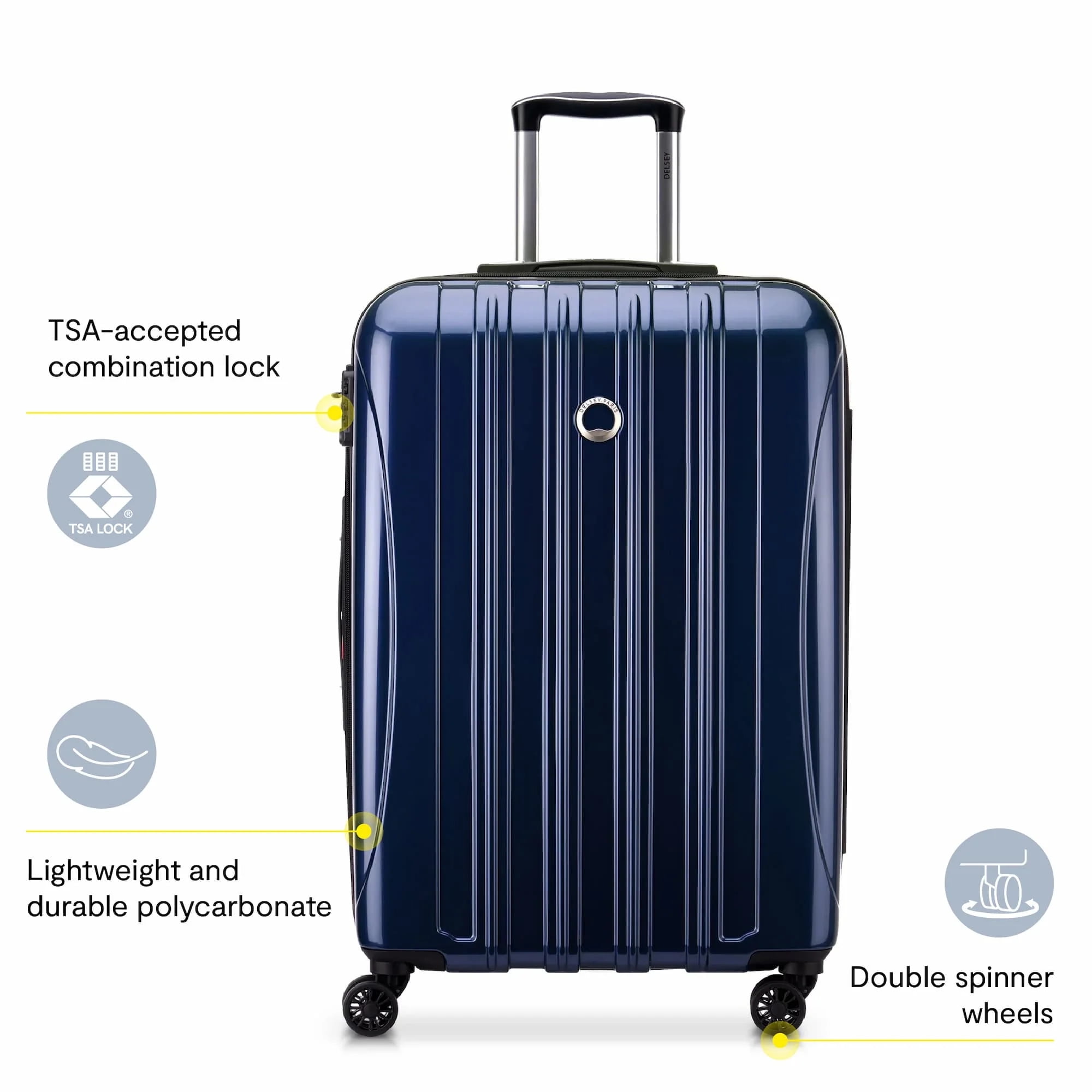 DELSEY PARIS Helium Aero 2-Piece Hardside Expandable Spinner Luggage Set includes 21" Carry-On & 25" Checked, Metallic Blue - Image 7