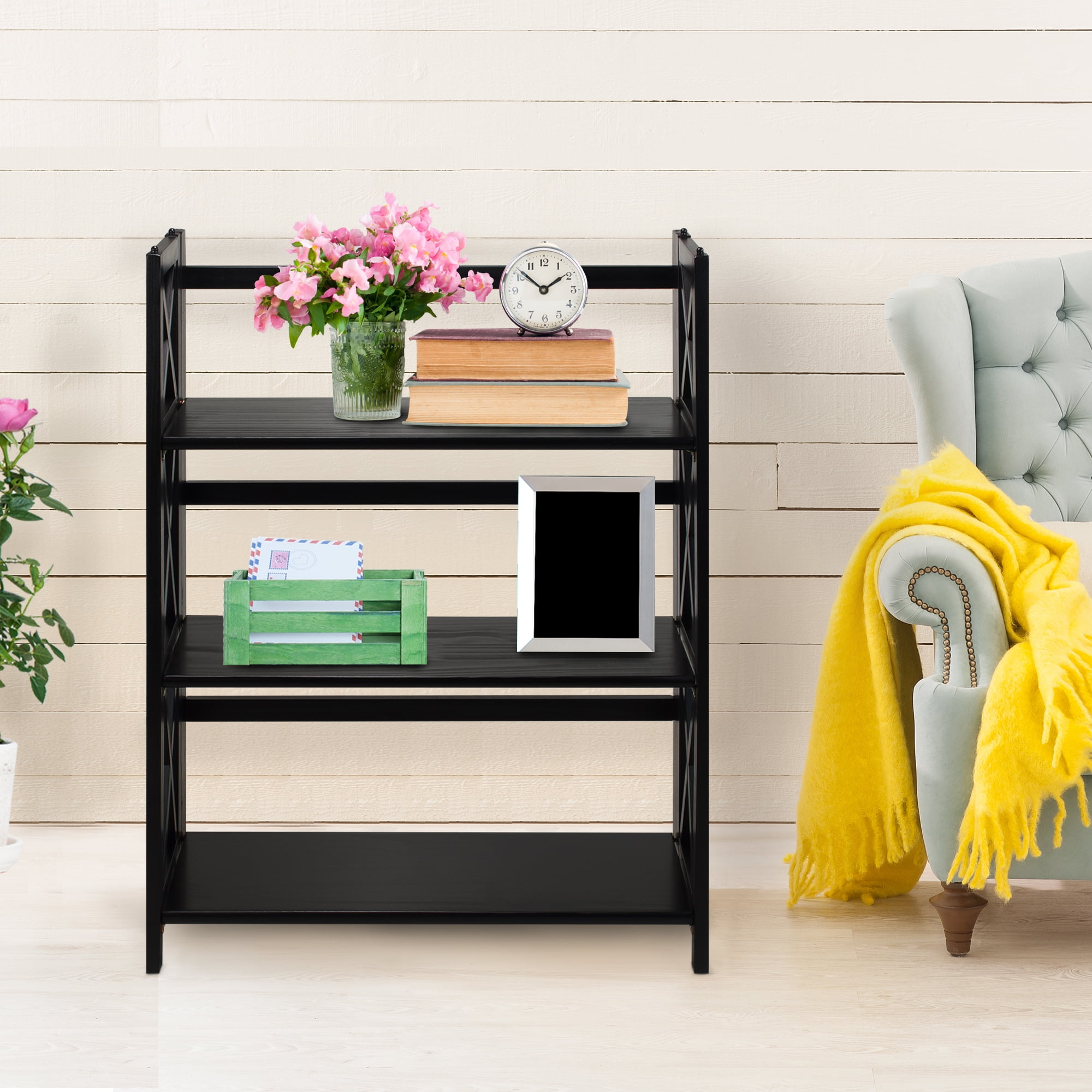 Casual Home Montego 3-Shelf Folding Bookcase -Black - Image 10
