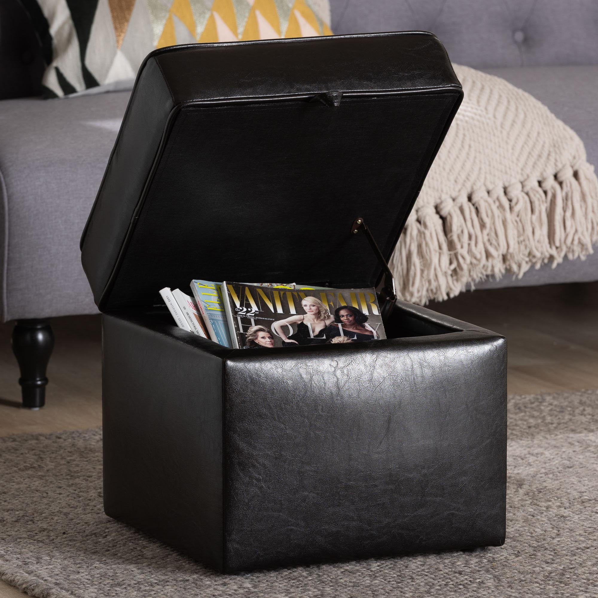 Baxton Studio Sydney Brown Modern Ottoman - Storage Ottoman - Image 8