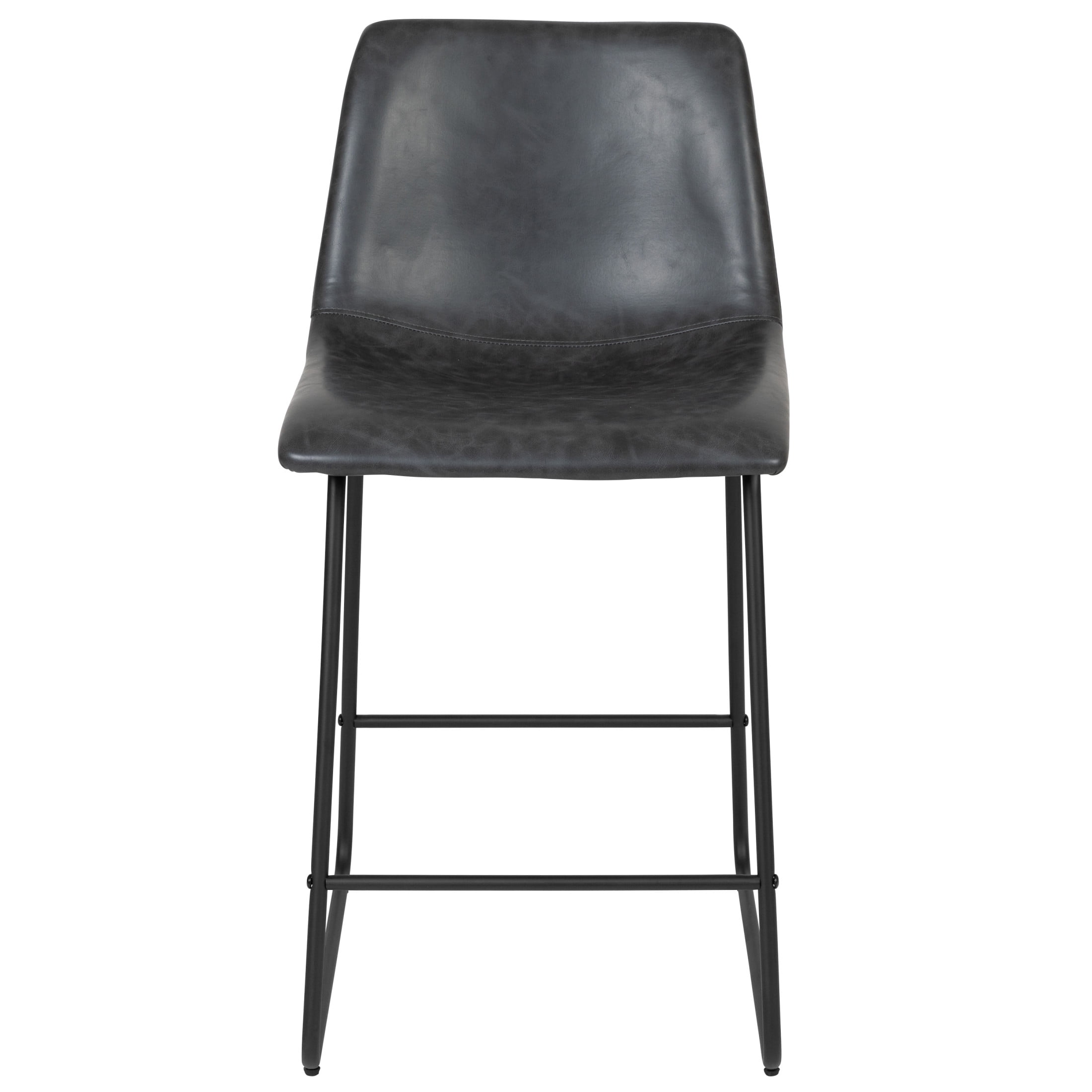 Flash Furniture Reagan 24" LeatherSoft Counter Height Stools with Footrest, Set of 2, Gray - Image 4
