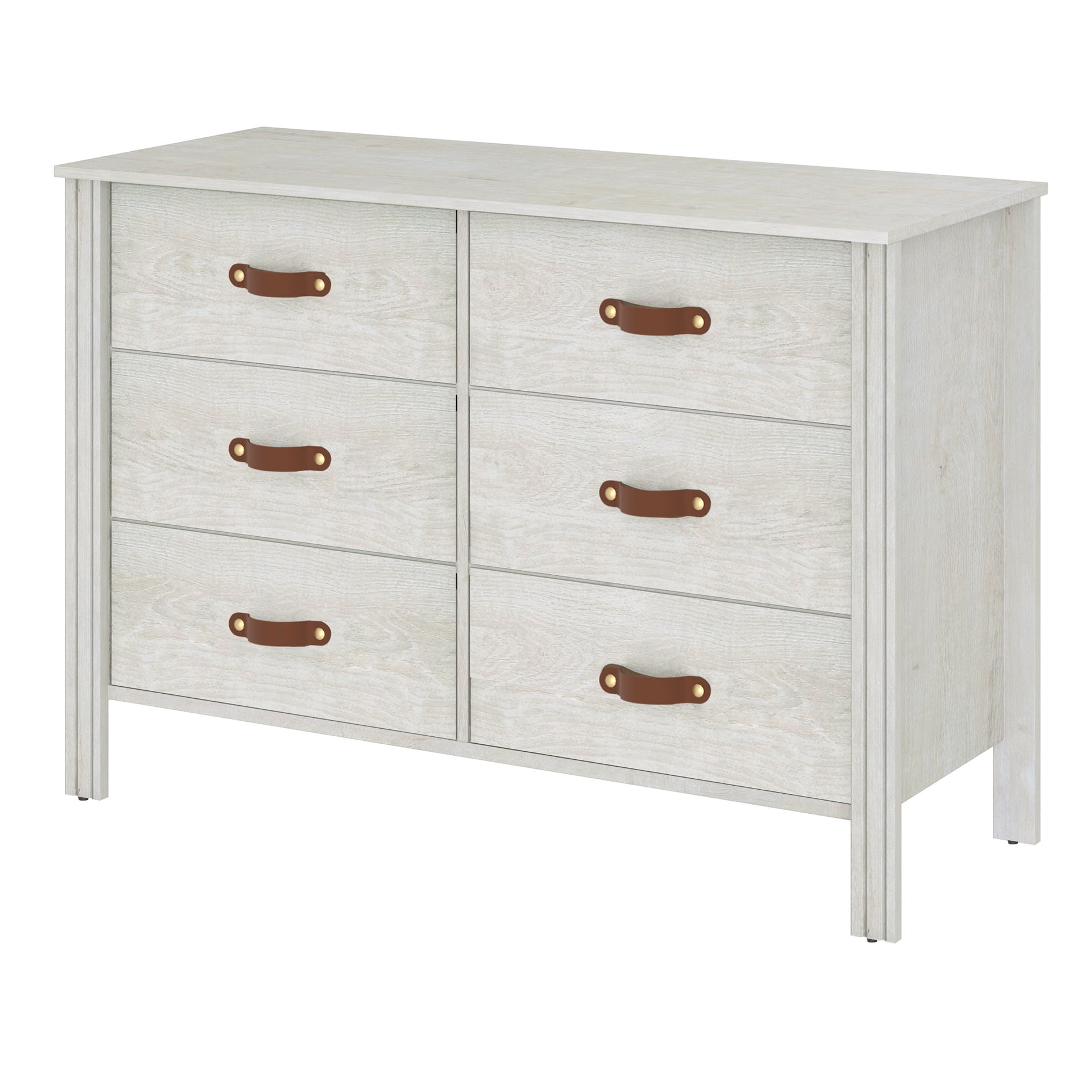 White Dresser for Bedroom, Wood Dresser with 6 Drawers, Kids Dresser Storage Cabinet for Living Room, Hallway - Image 4