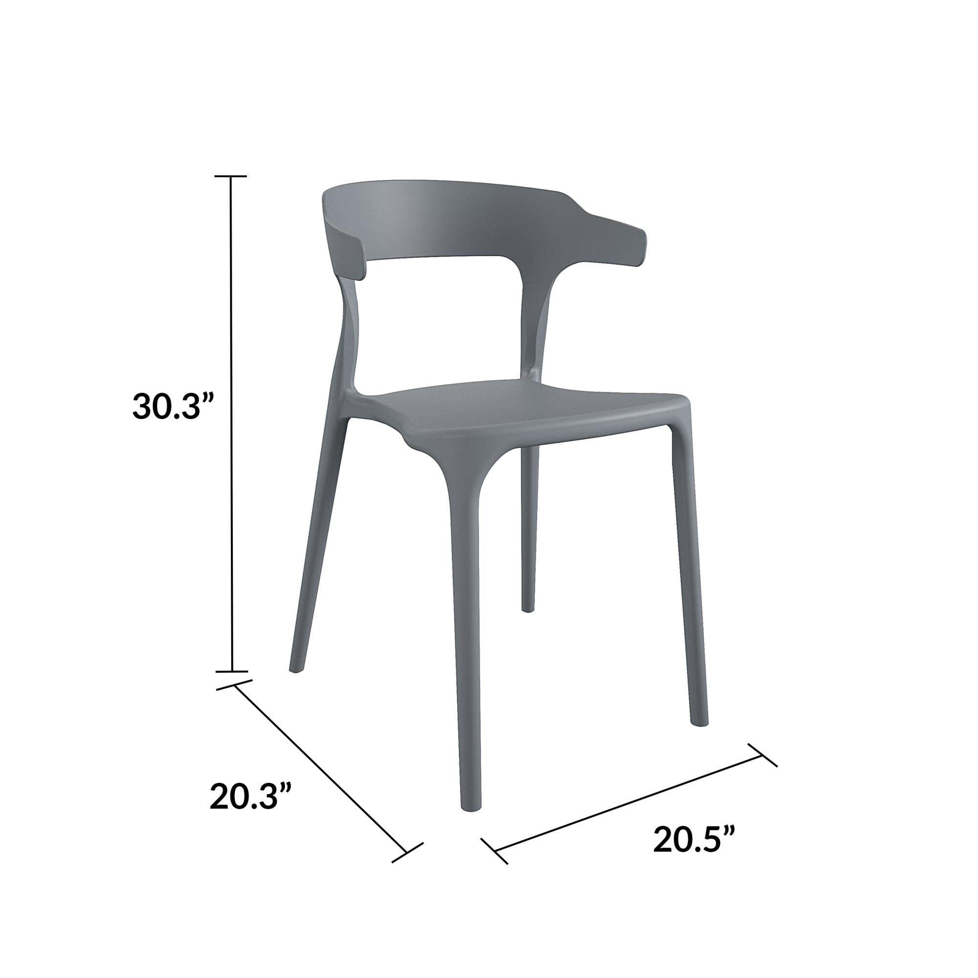 Novogratz Poolside Collection, Felix Stacking Dining Chairs, Indoor/Outdoor, 4-Pack, Charcoal - Image 3