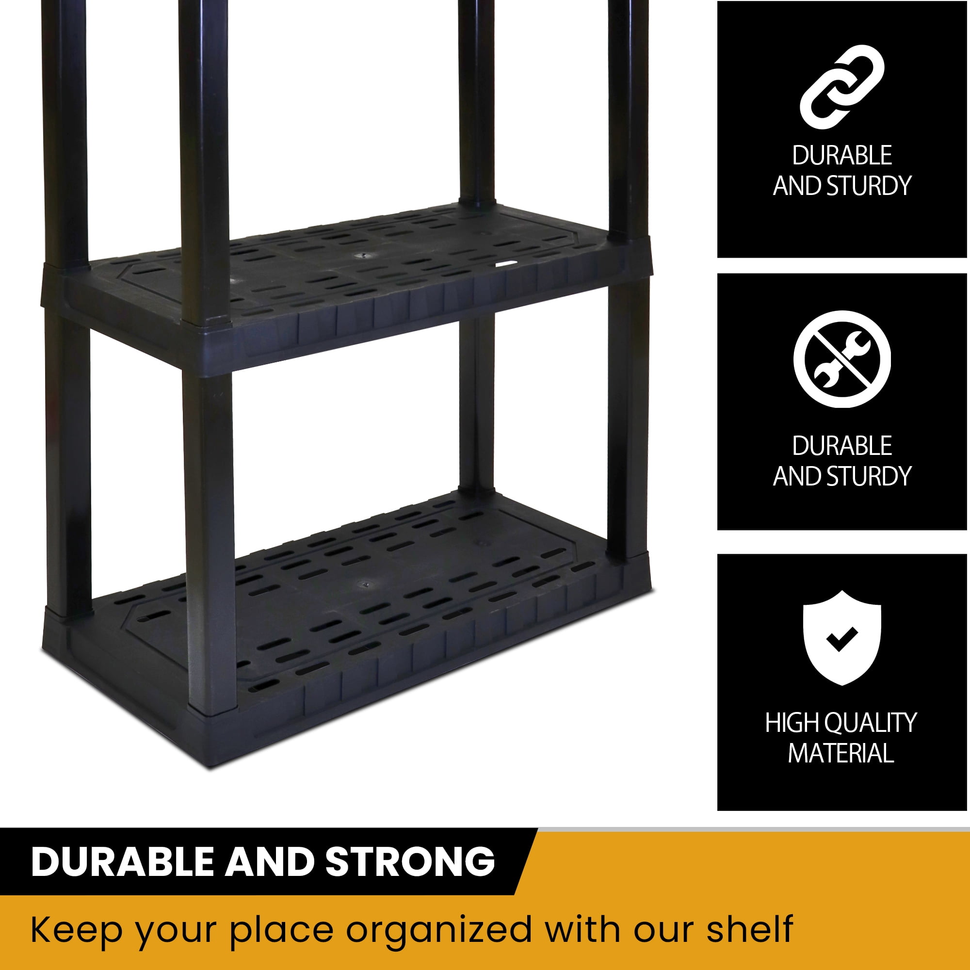 Hyper Tough Garage Shelving Unit Heavy Duty 4-Tier 56"H x 14"D x 30"W Pack of 4 Black-400 lbs Total Capacity - Image 5