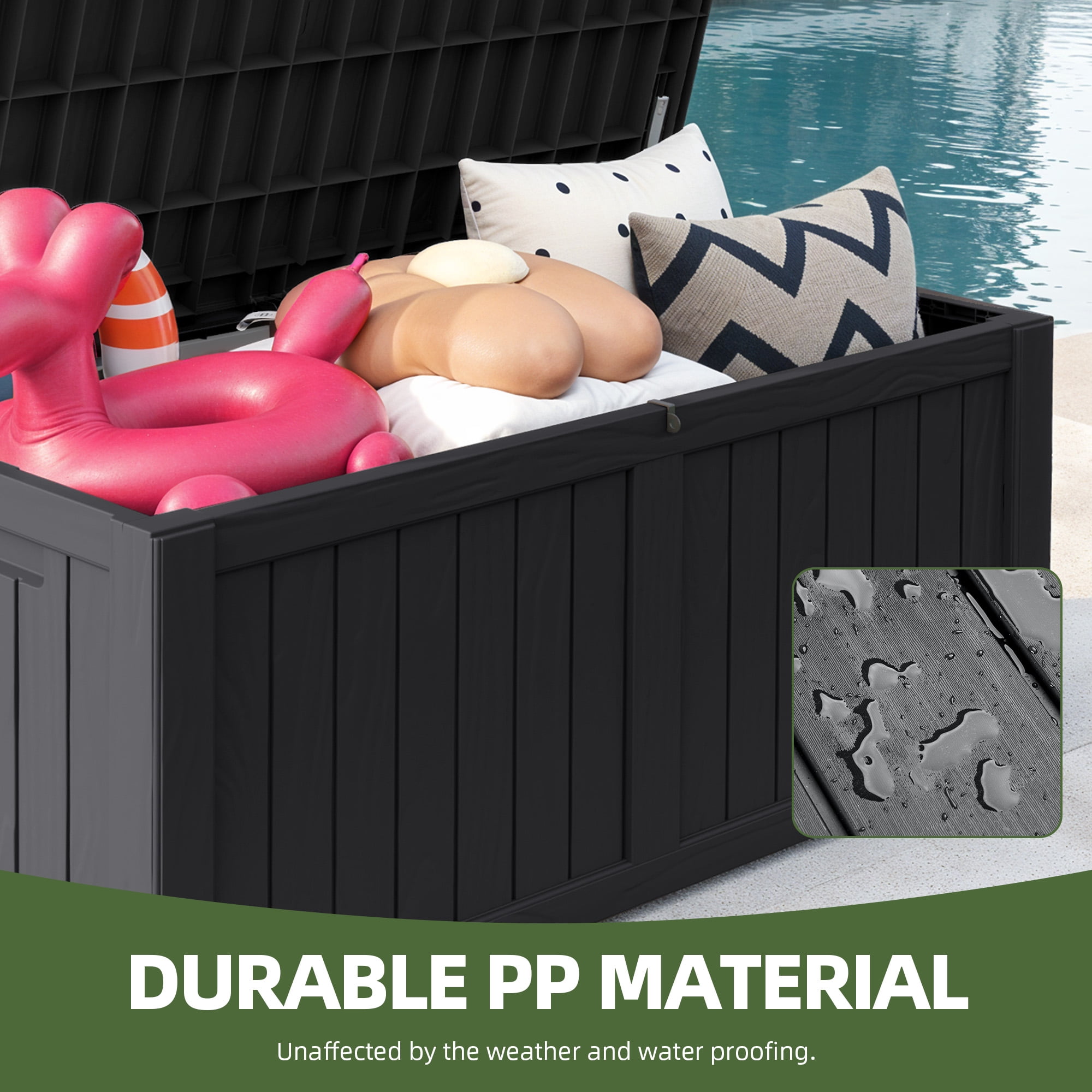 Dextrus Outdoor 120 Gallon Resin Deck Box, Dark Grey - Image 3