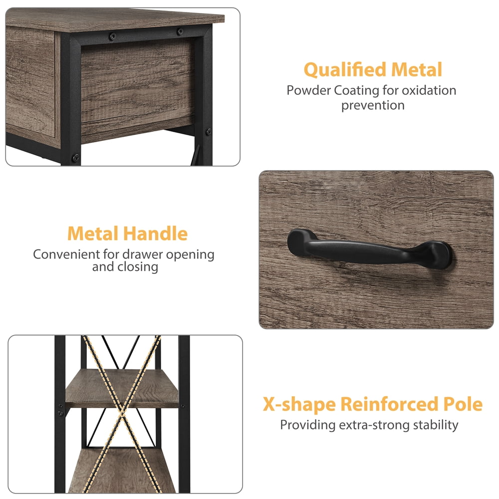 Alden Design 3-Shelf Wooden Console Table with 2 Drawers for Livingroom, Taupe - Image 5