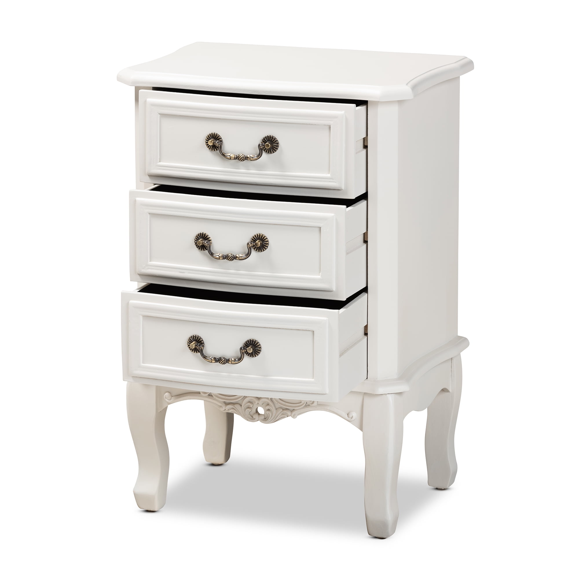 Baxton Studio Gabrielle Traditional French Country Provincial White-Finished 3-Drawer Wood End Table - Image 2