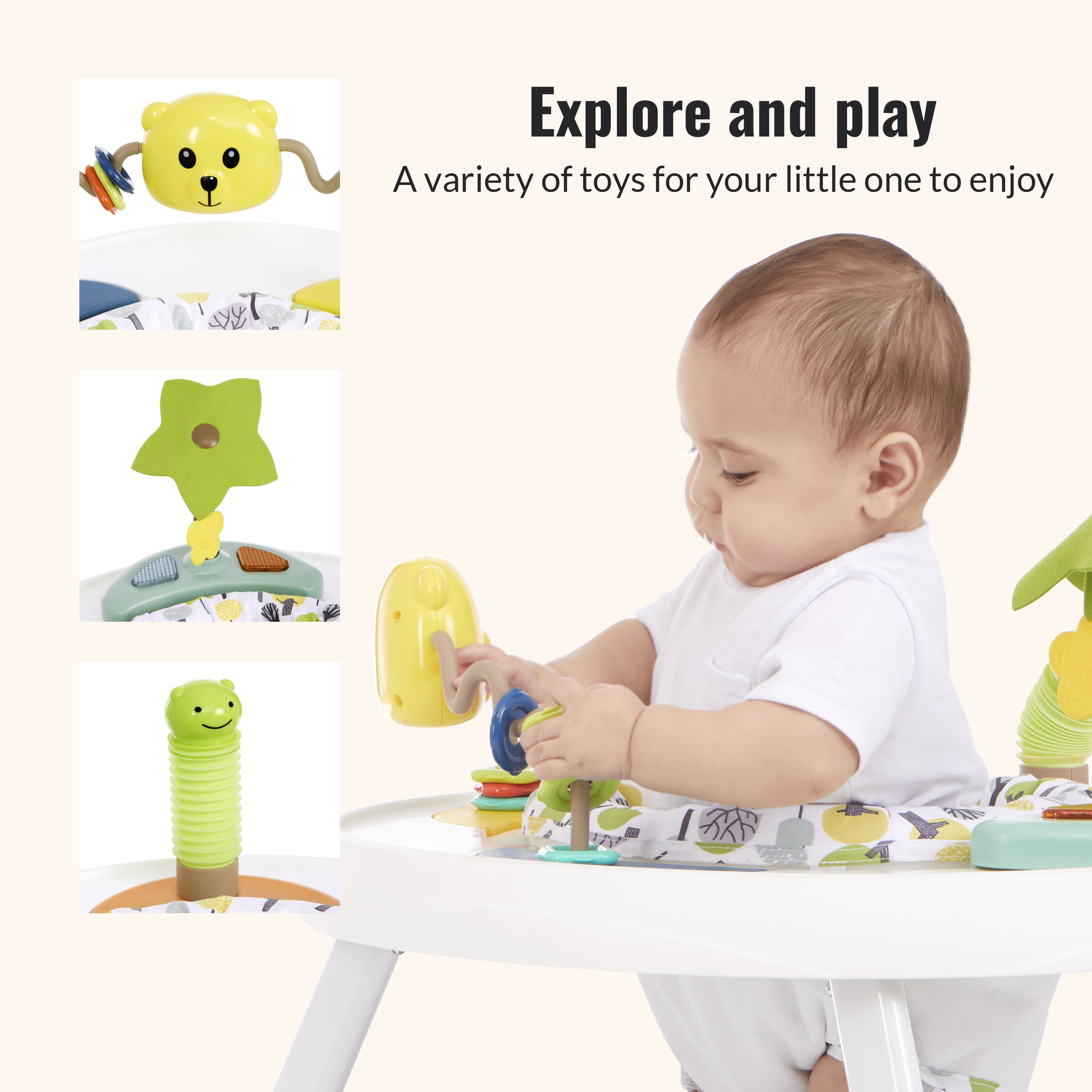 Dream On Me Curio Lightweight & Convertible Sit N Seek Activity Center, Lime - Image 7