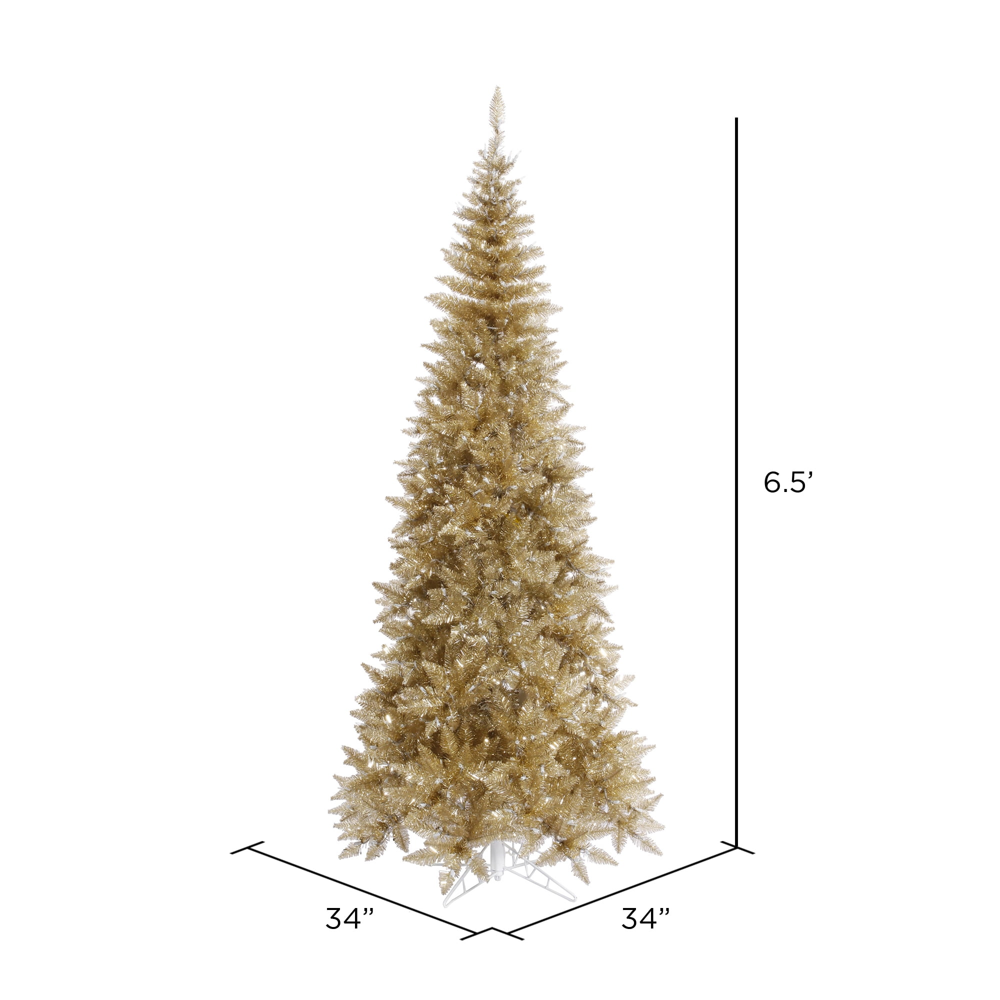 Vickerman 6.5' Champagne Tinsel Fir Slim Artificial Christmas Tree, Unlit - Image 5
