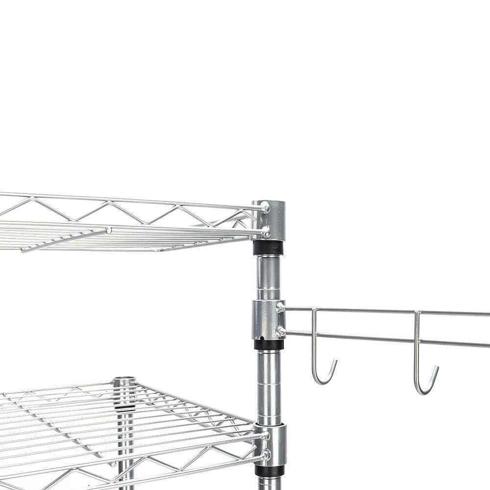 Zimtown 4-Tier Bakers Rack Kitchen Utility Cart Storage Rack Microwave Oven Stand with Hanging Hooks Chrome for Dining Room, Home, Silver - Image 12