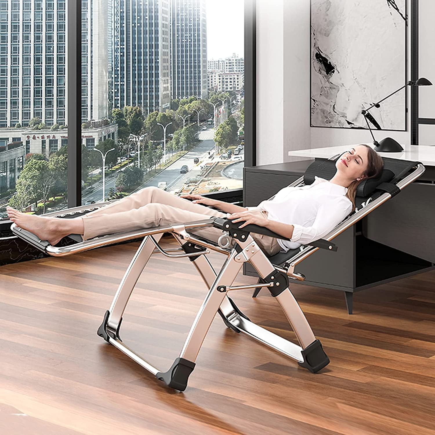 ABORON Living Room Chairs, Folding Zero Gravity Chair for Living Room/Bedroom/Office, Folding Lounge Chair Reclining Patio Chairs with Mattress for Indoor Outdoor - Image 4