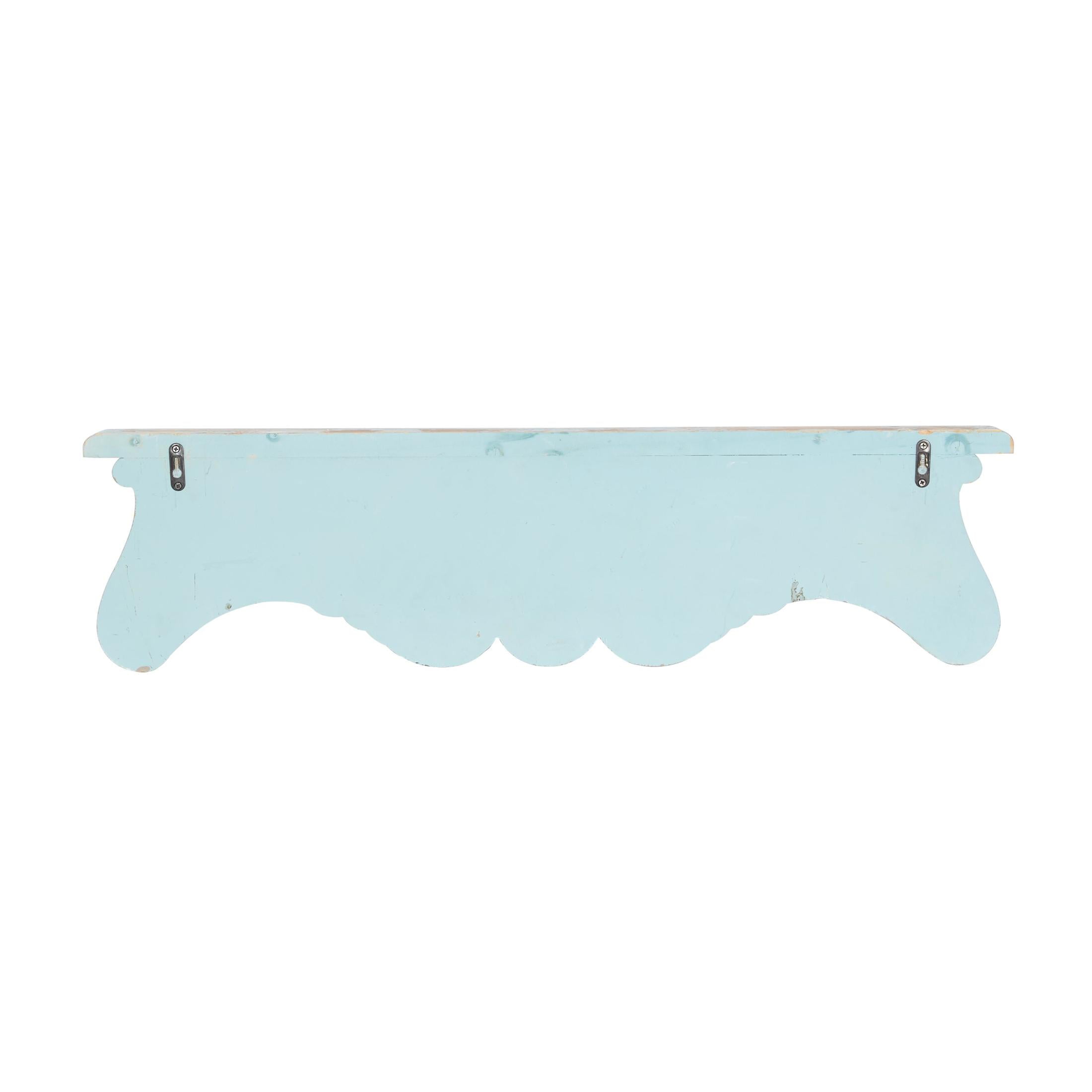 DecMode 32" x 4" 1-Tier Blue Scroll Wall Shelf - Image 2