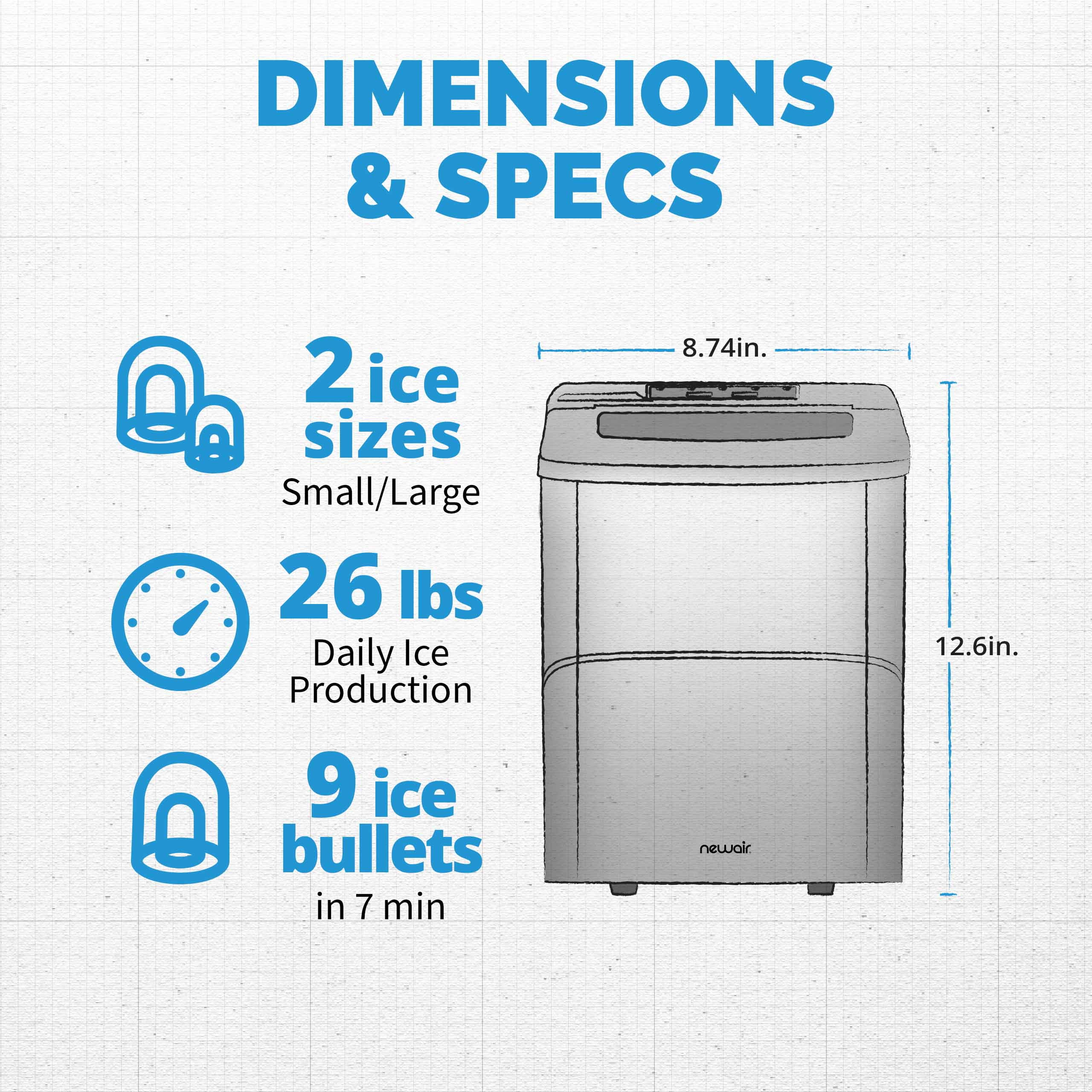 Newair 26 lbs. Countertop Bullet Ice Maker in Silver- NIM026MS00 - Image 13